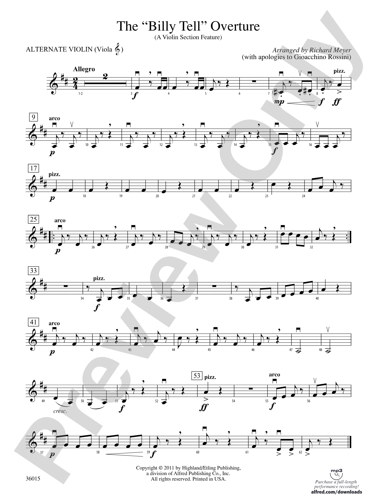 The "Billy Tell" Overture: 2nd Violin