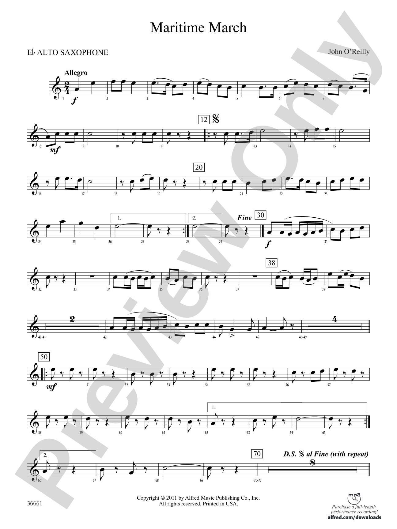 Maritime March: E-flat Alto Saxophone
