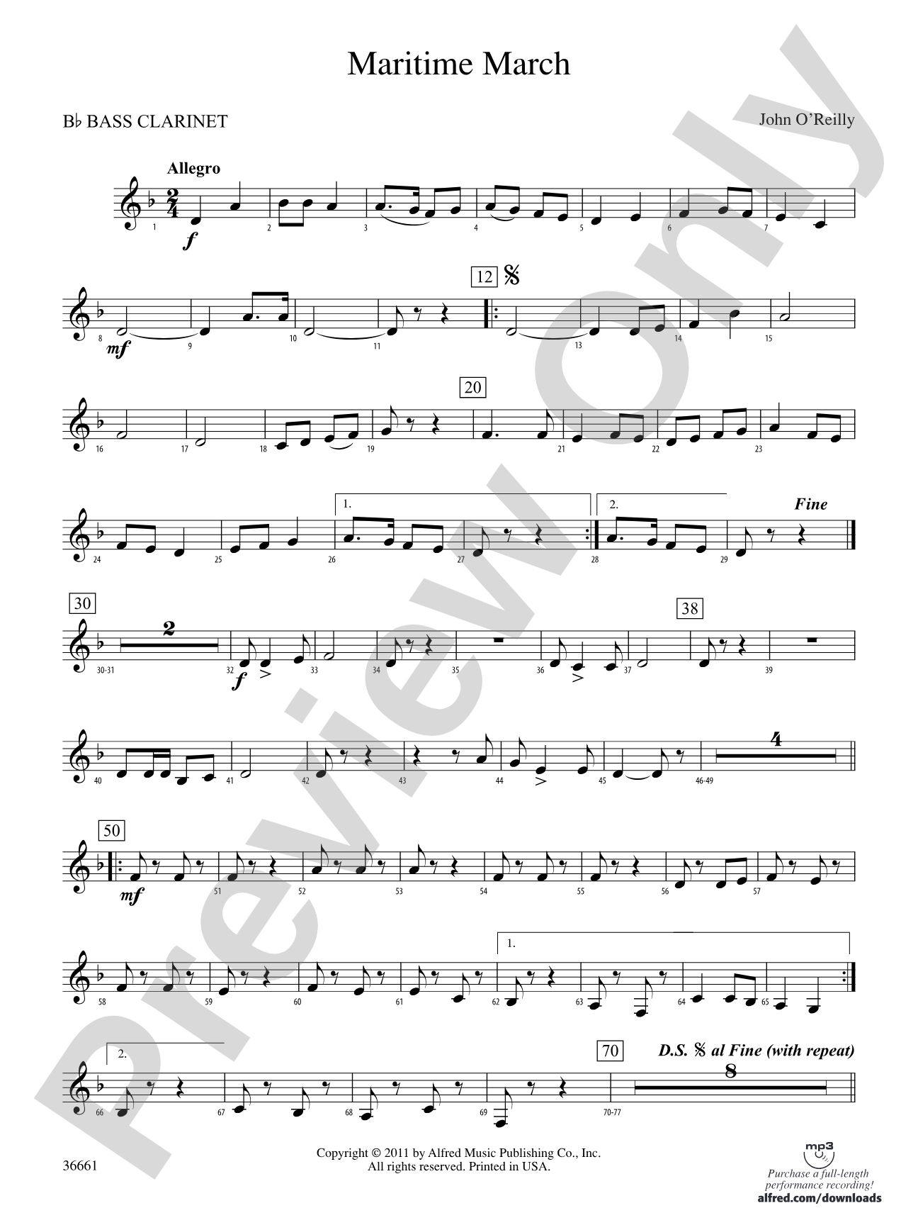 Maritime March: B-flat Bass Clarinet