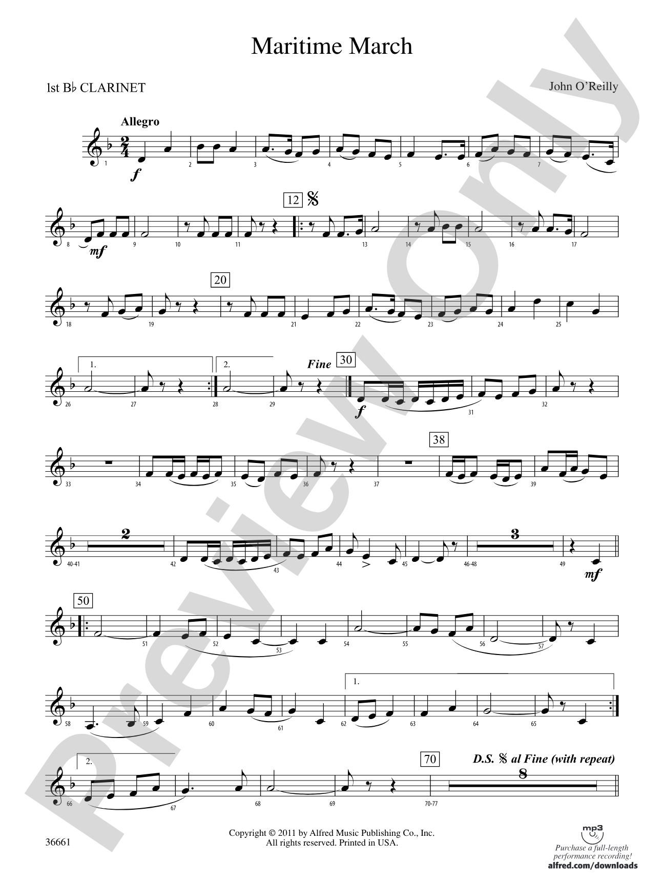 Maritime March: 1st B-flat Clarinet