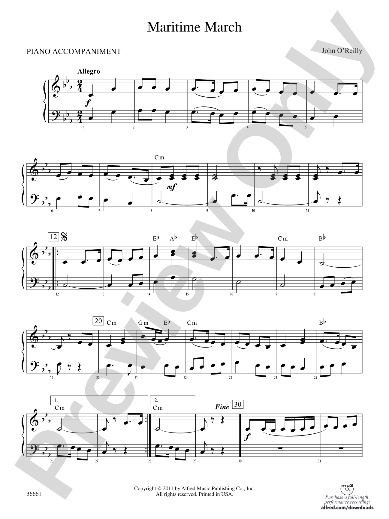 Maritime March: Piano Accompaniment