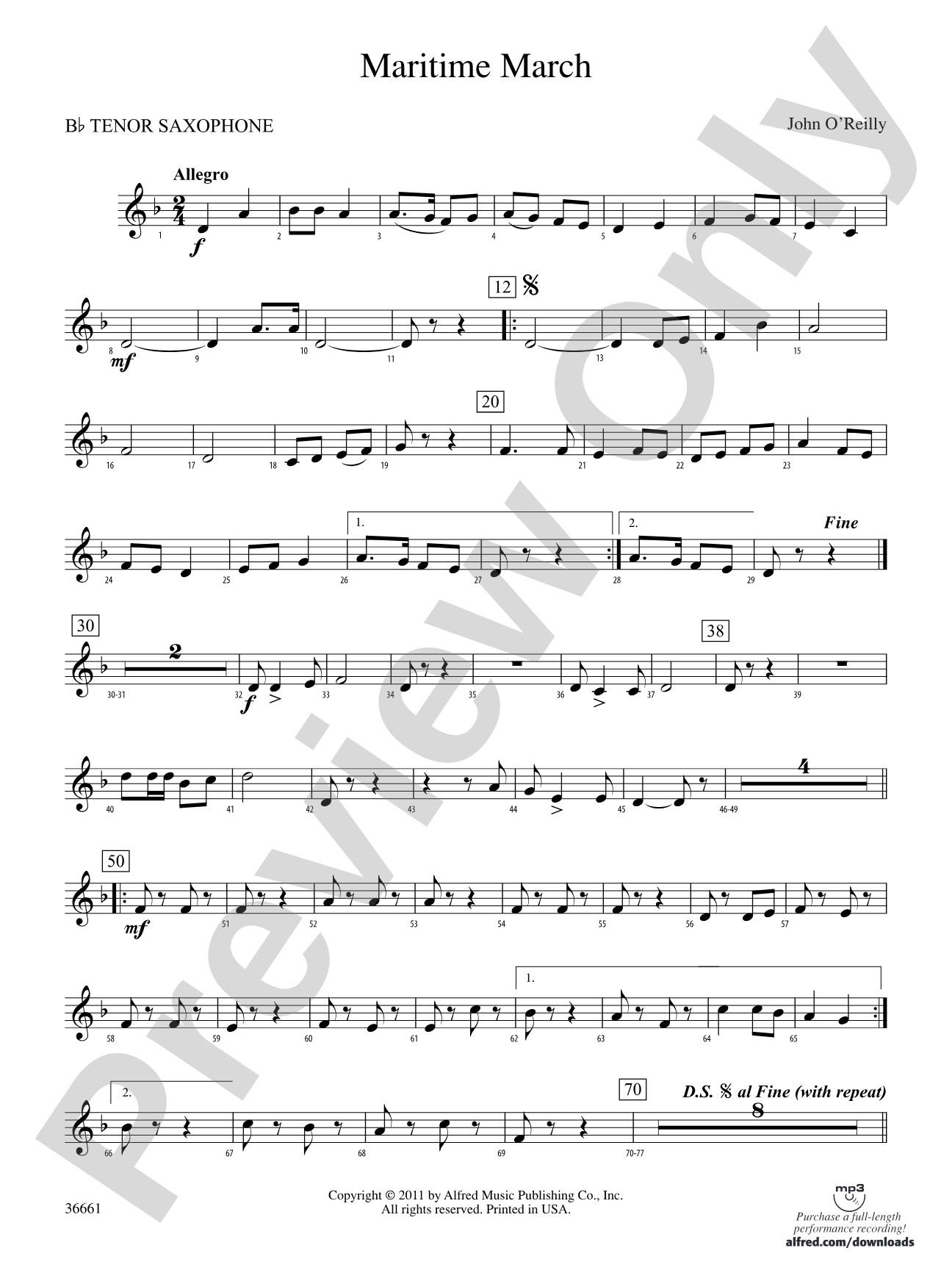 Maritime March: B-flat Tenor Saxophone