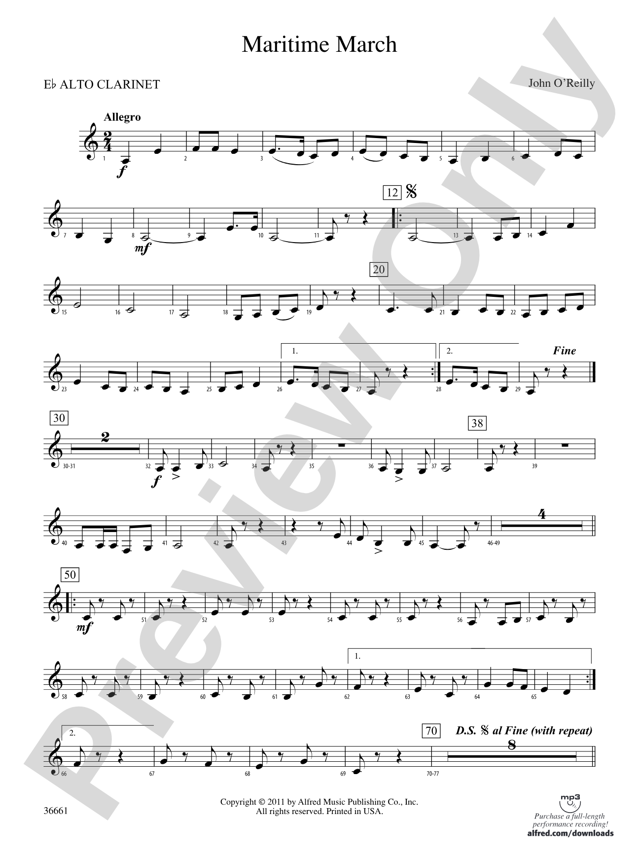Maritime March: (wp) E-flat Alto Clarinet