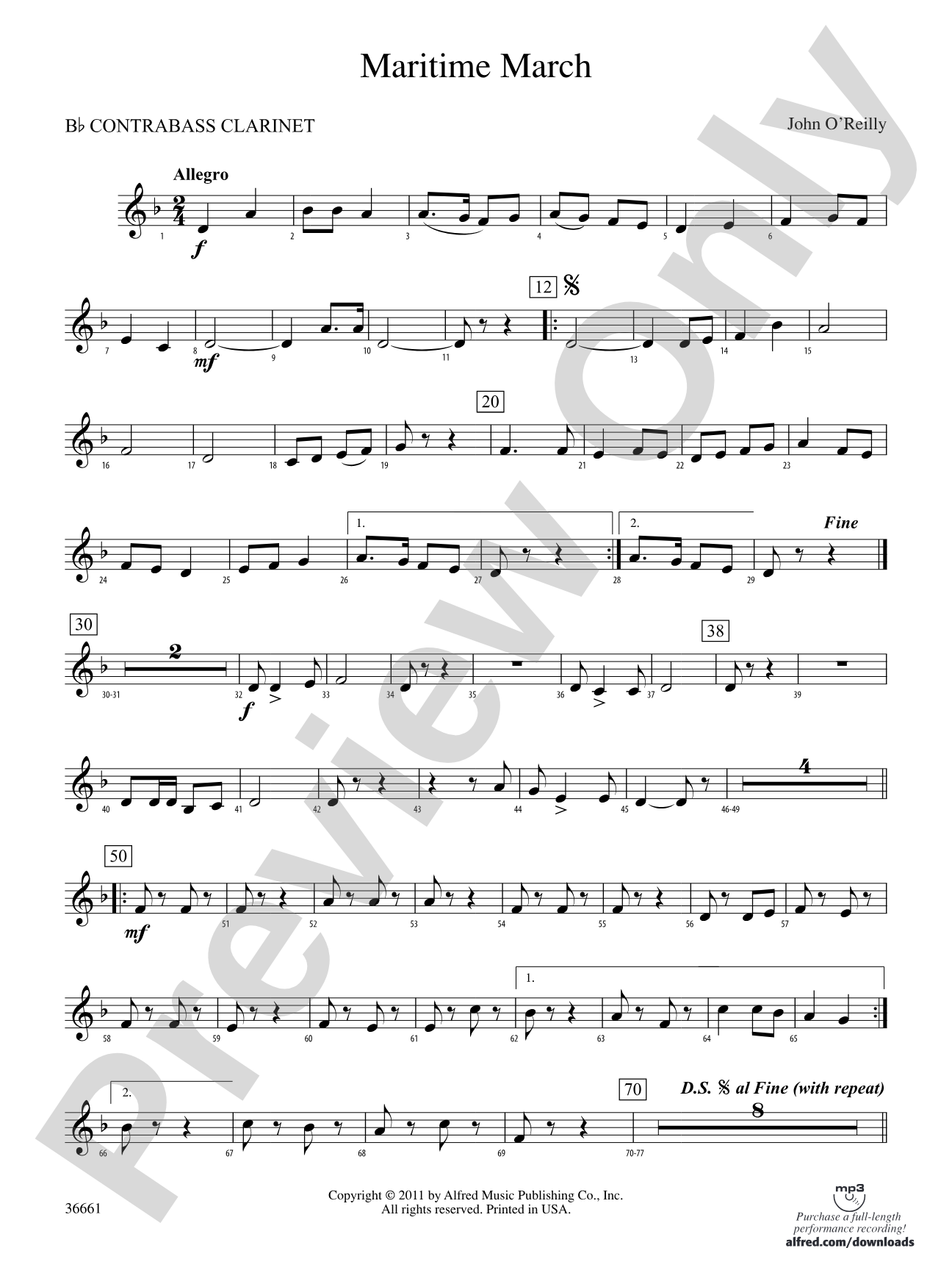 Maritime March: (wp) B-flat Contrabass Clarinet