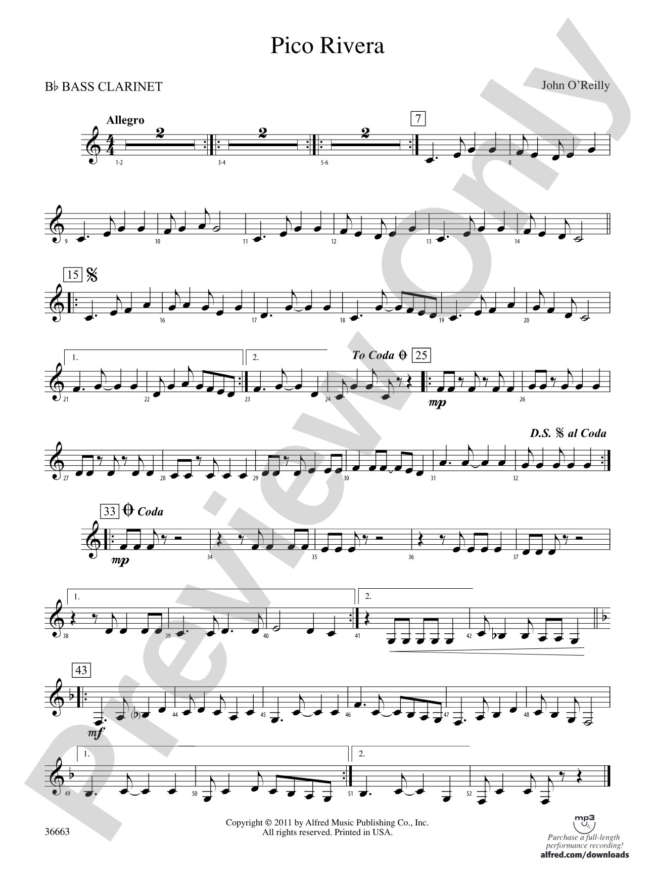 Pico Rivera: B-flat Bass Clarinet