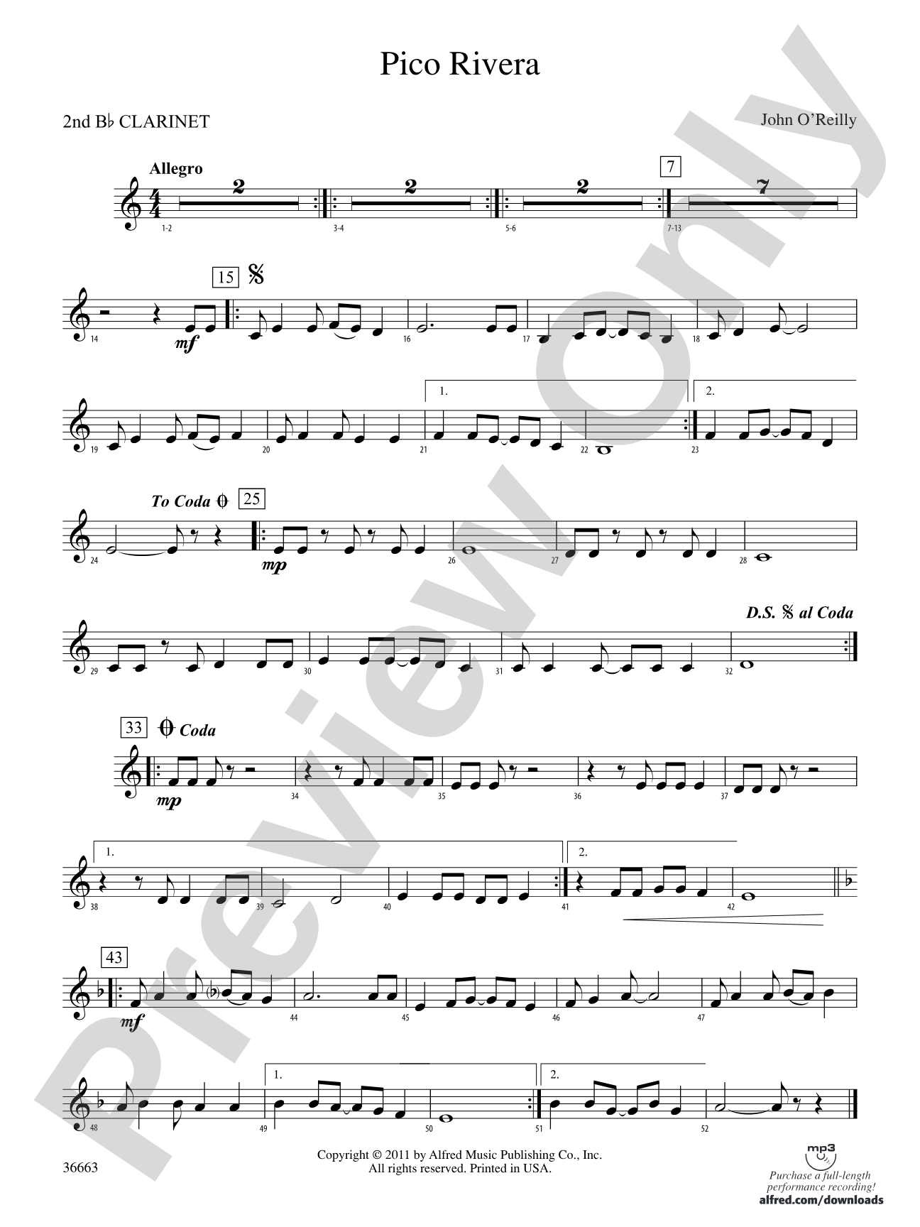 Pico Rivera: 2nd B-flat Clarinet