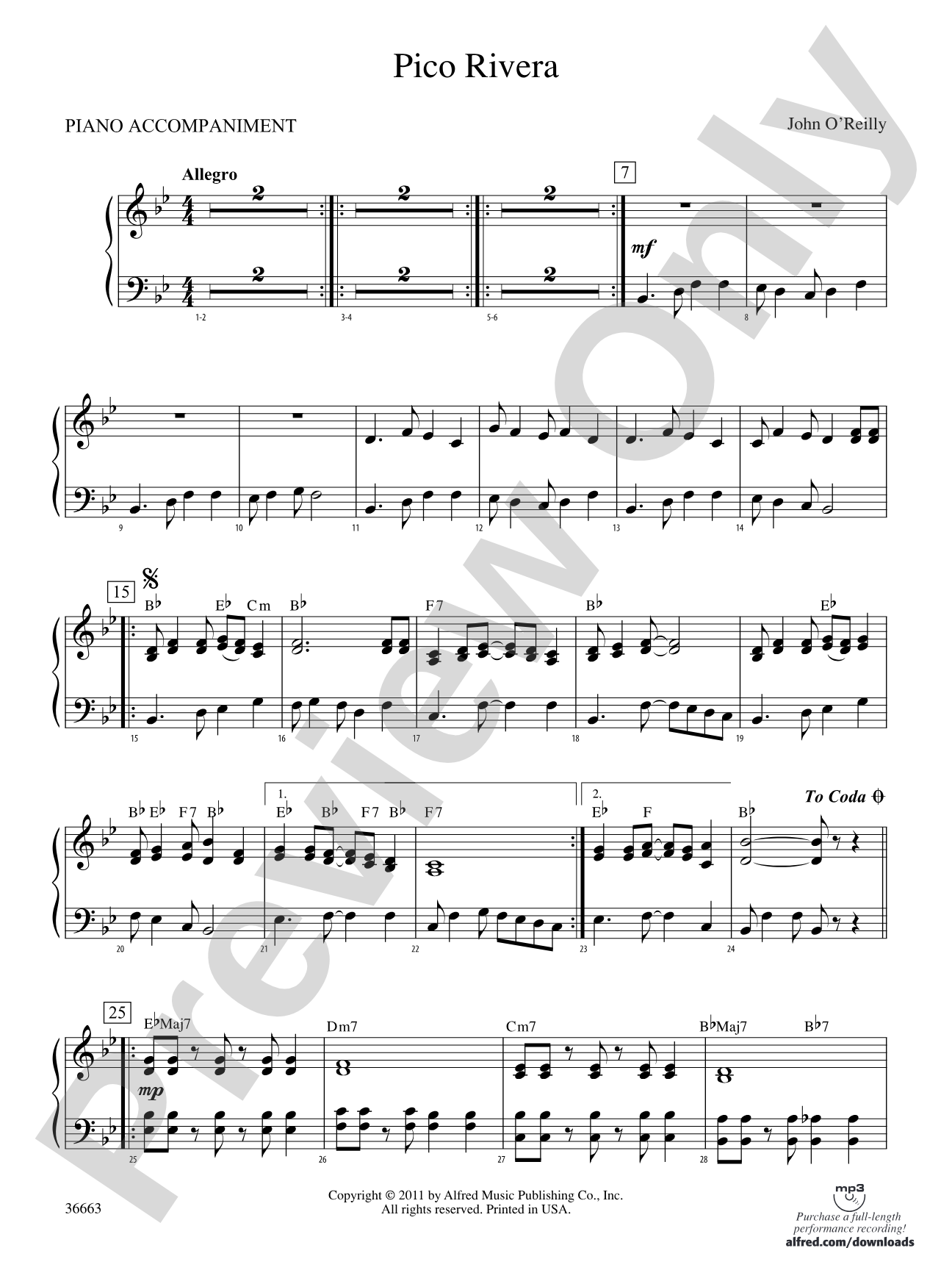 Pico Rivera: Piano Accompaniment