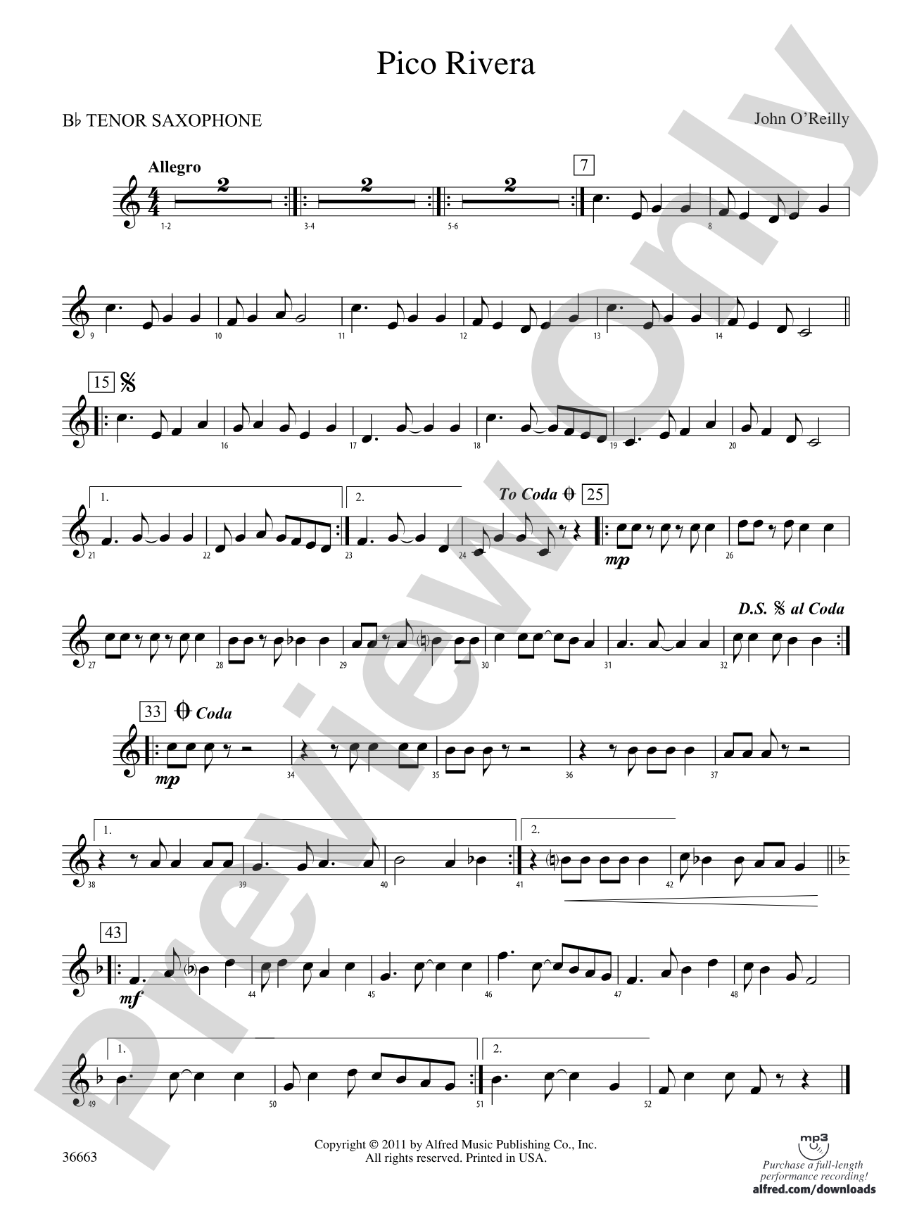 Pico Rivera: B-flat Tenor Saxophone