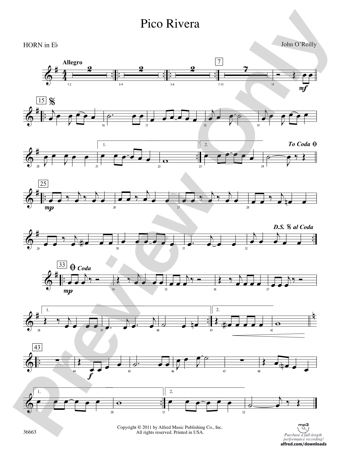 Pico Rivera: (wp) 1st Horn in E-flat