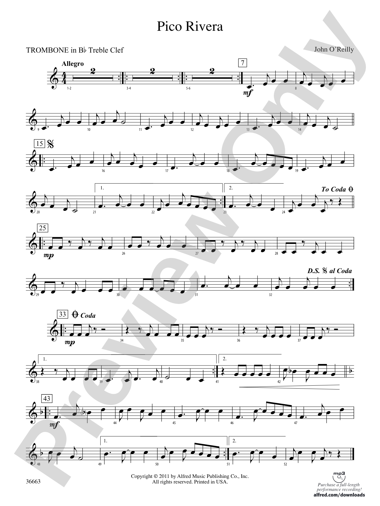 Pico Rivera: (wp) 1st B-flat Trombone T.C.