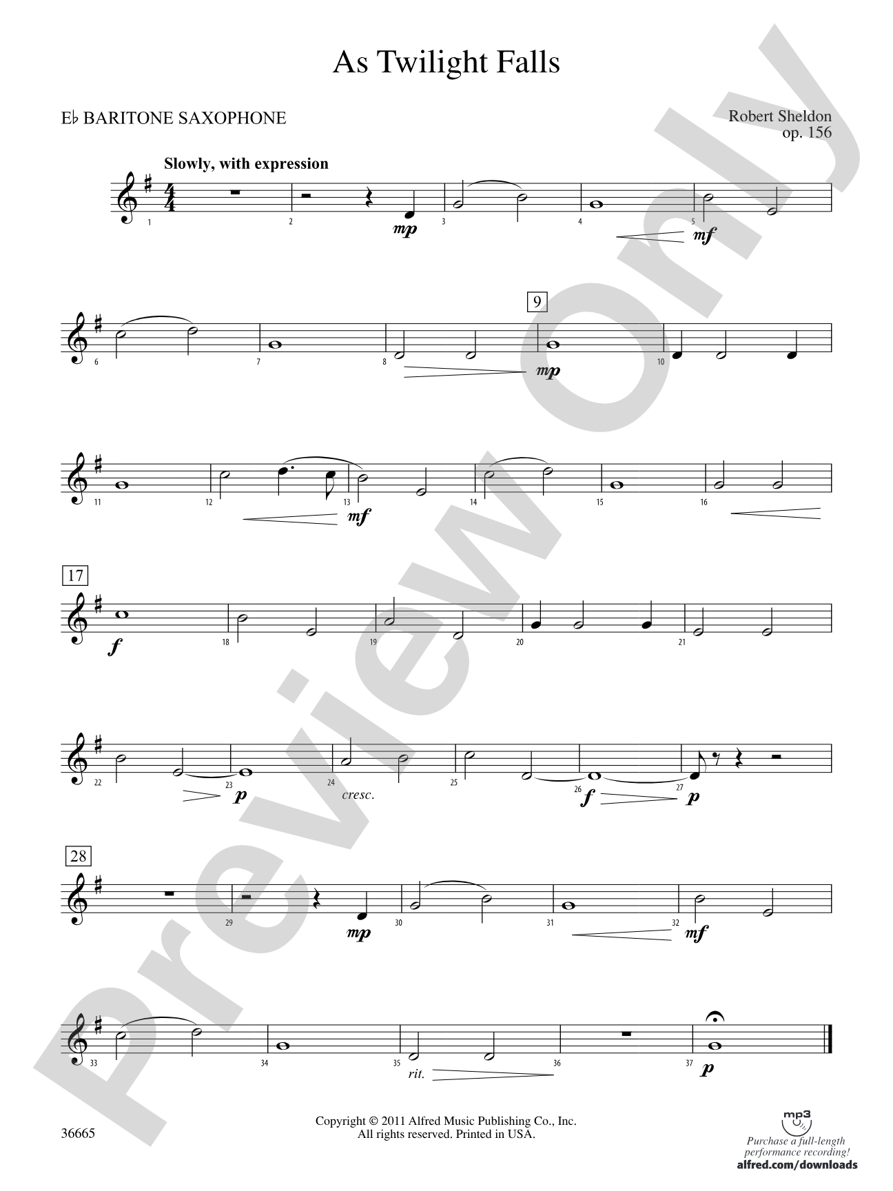 As Twilight Falls: E-flat Baritone Saxophone