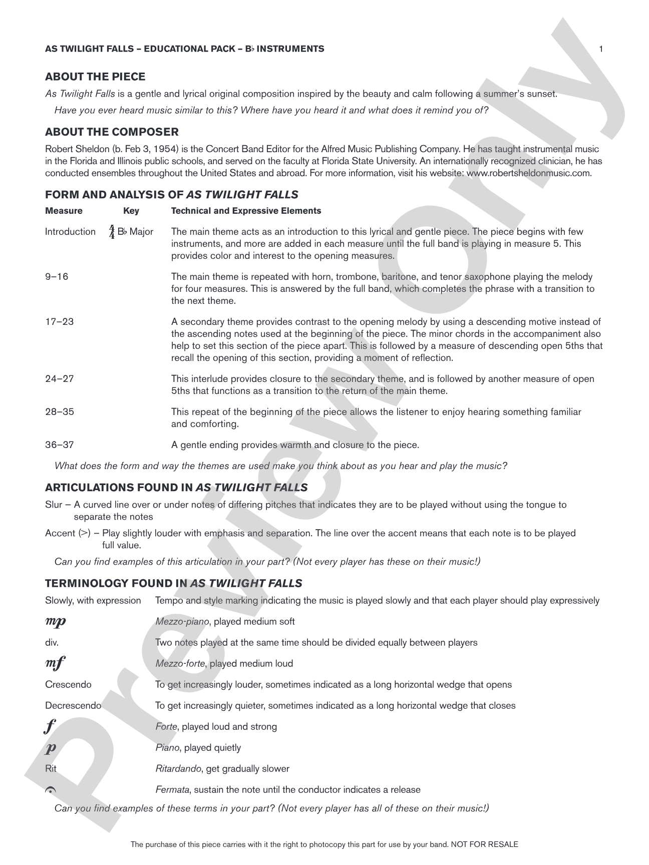 As Twilight Falls: Bb Educational Pack