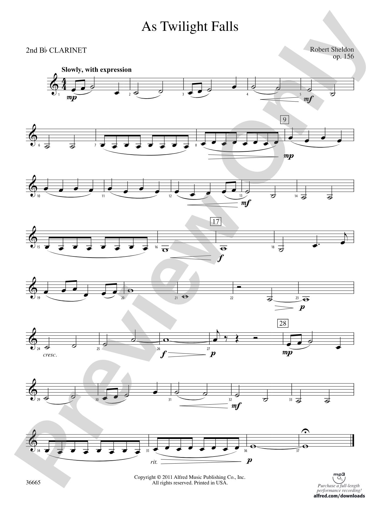 As Twilight Falls: 2nd B-flat Clarinet
