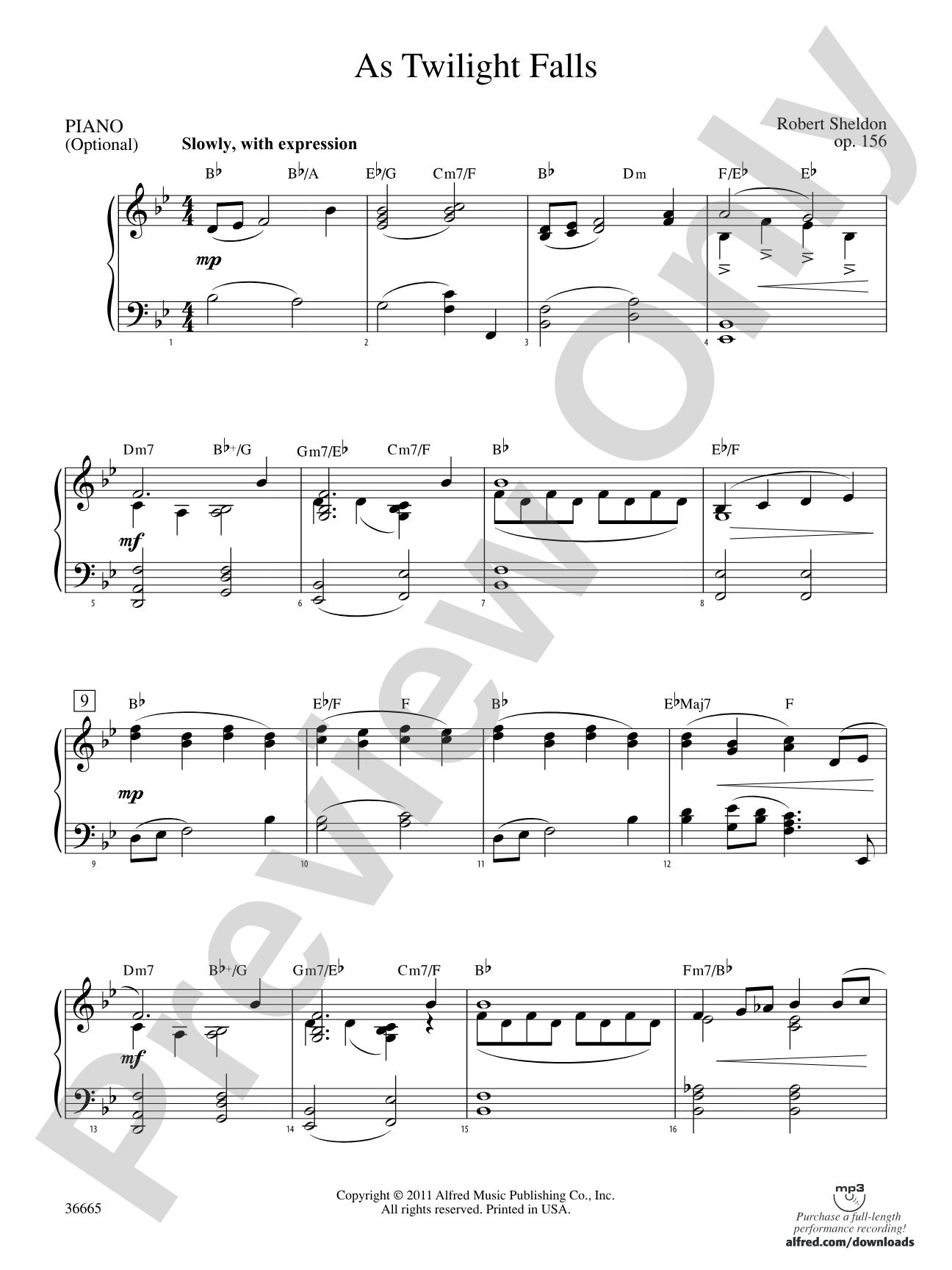 As Twilight Falls: Piano Accompaniment