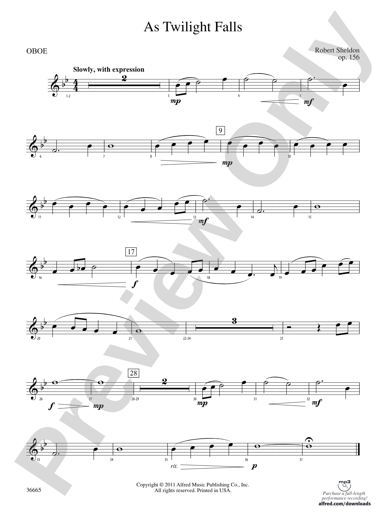 As Twilight Falls: Oboe