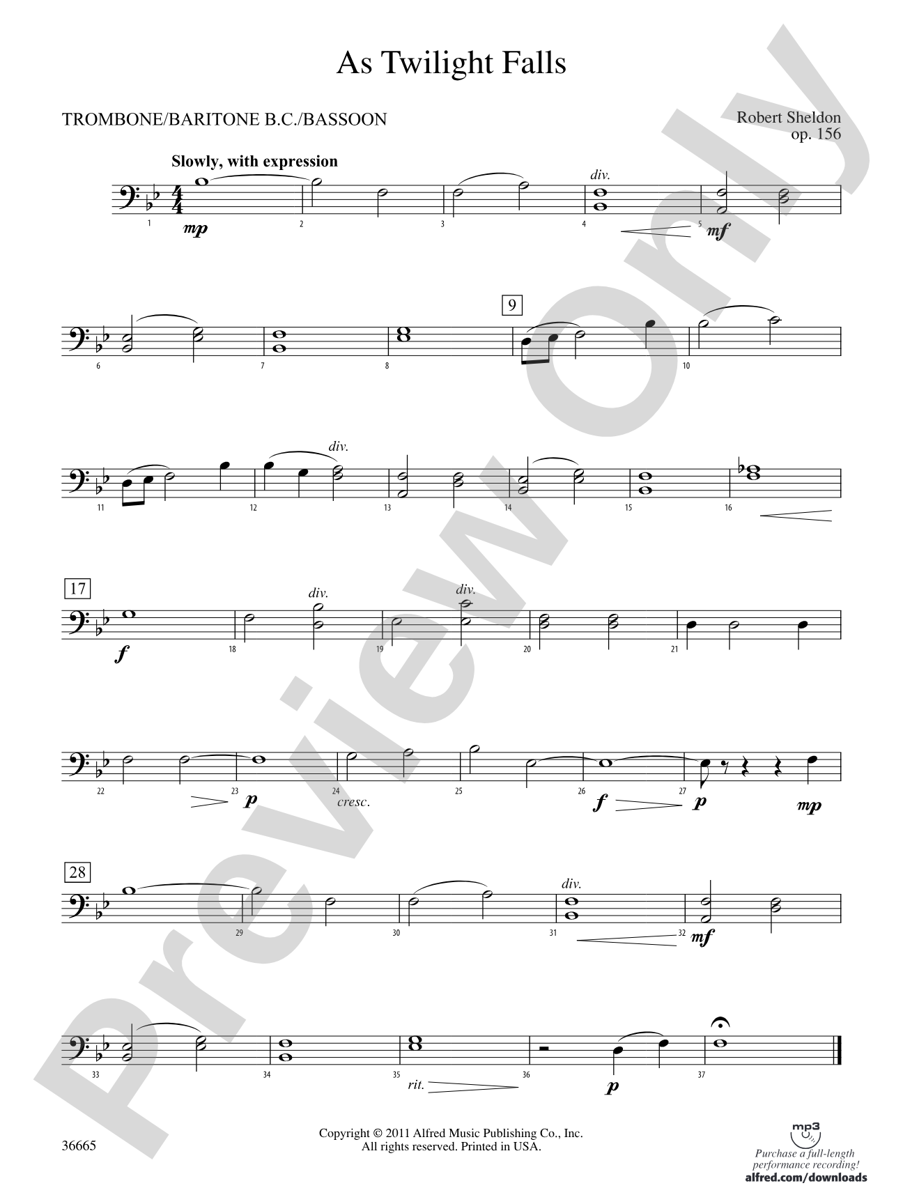 As Twilight Falls: 1st Trombone