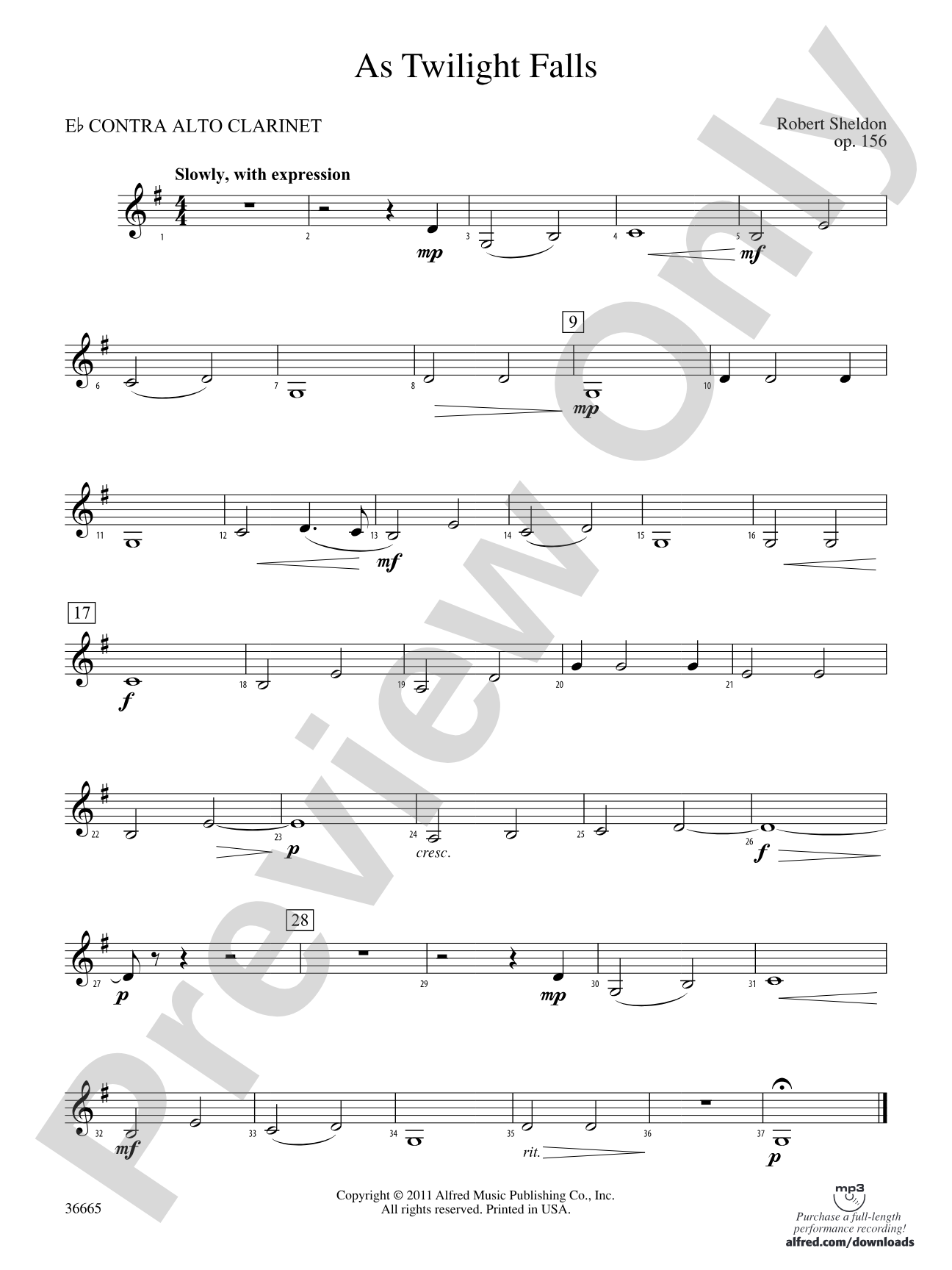 As Twilight Falls: (wp) E-flat Contrabass Clarinet