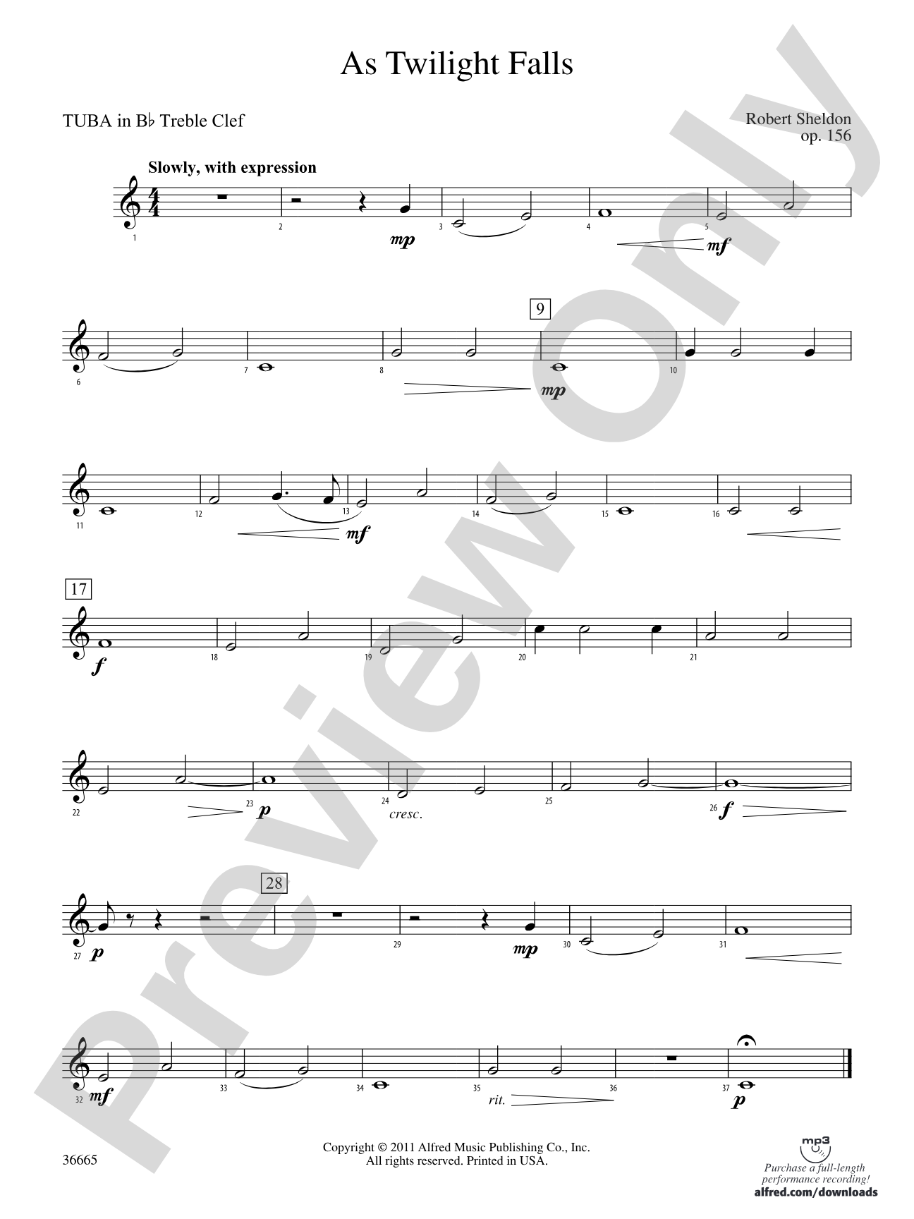 As Twilight Falls: (wp) B-flat Tuba T.C.