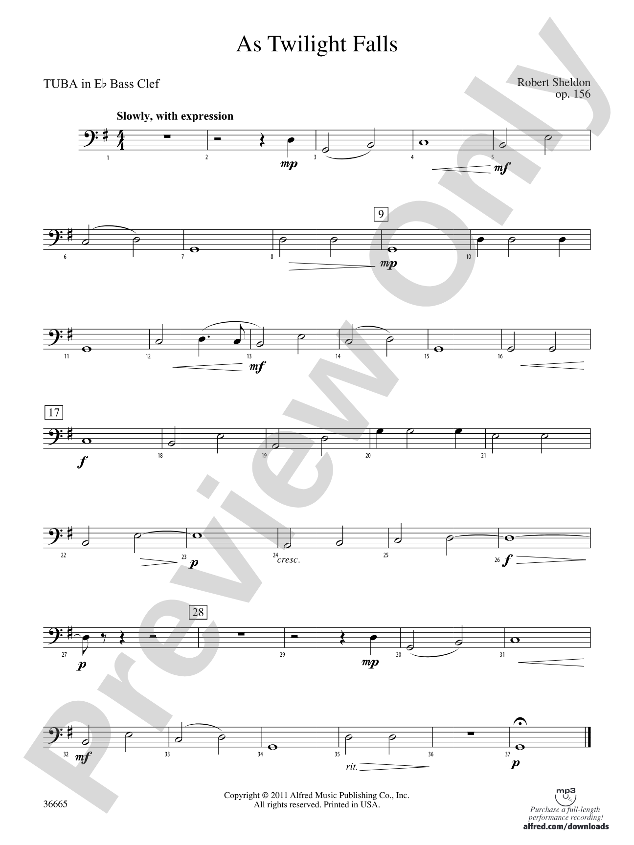 As Twilight Falls: (wp) E-flat Tuba B.C.