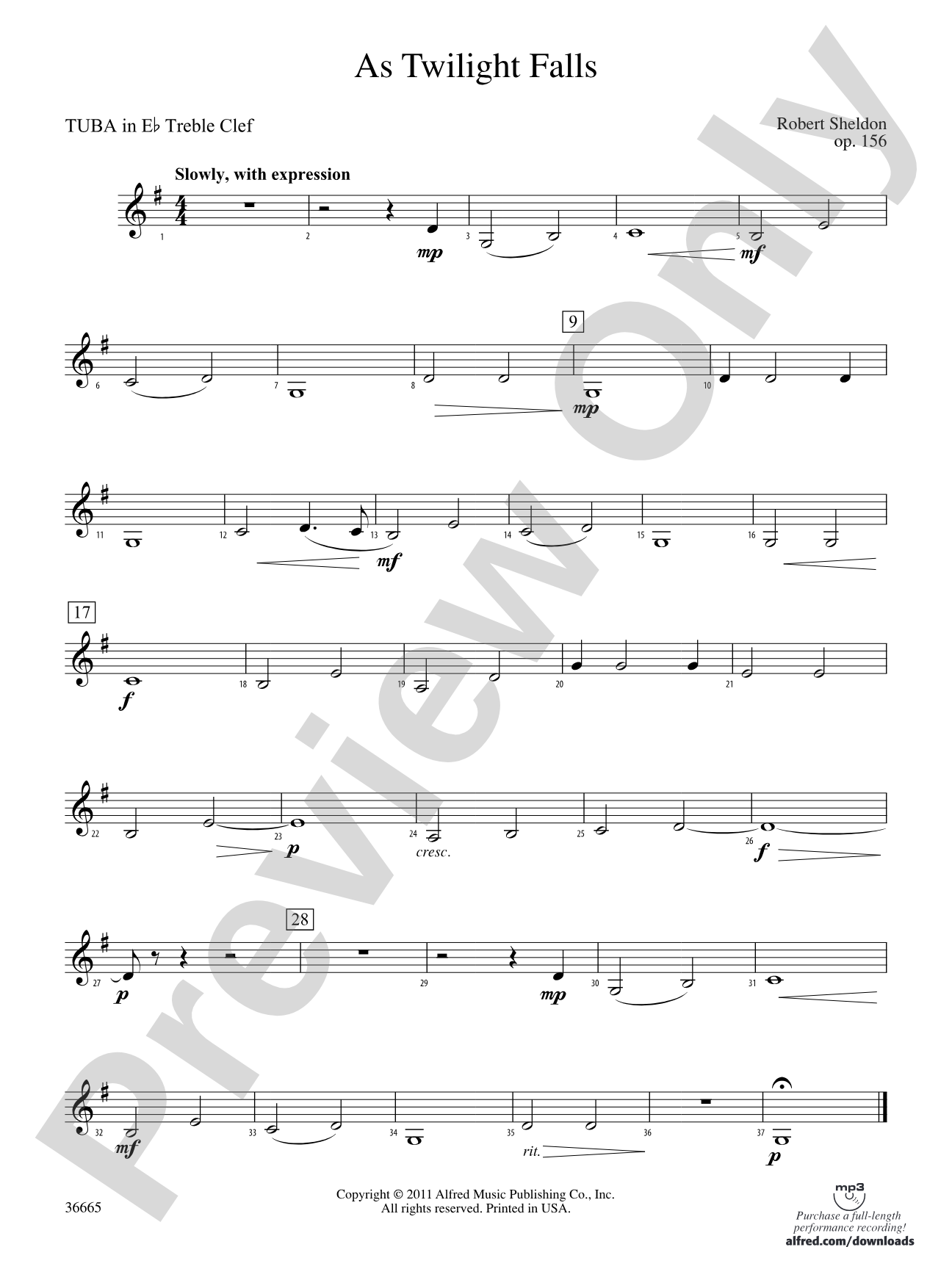As Twilight Falls: (wp) E-flat Tuba T.C.