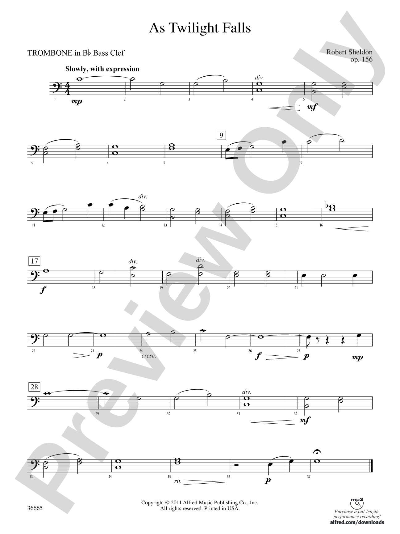 As Twilight Falls: (wp) 1st B-flat Trombone B.C.