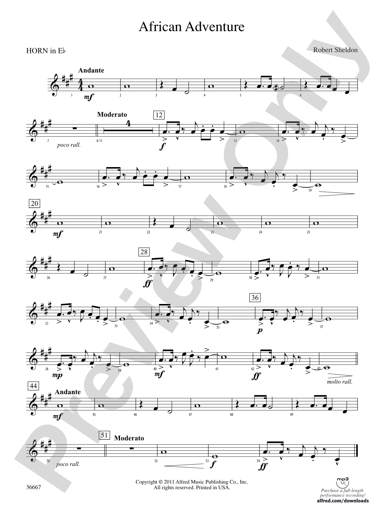 African Adventure: (wp) 1st Horn in E-flat