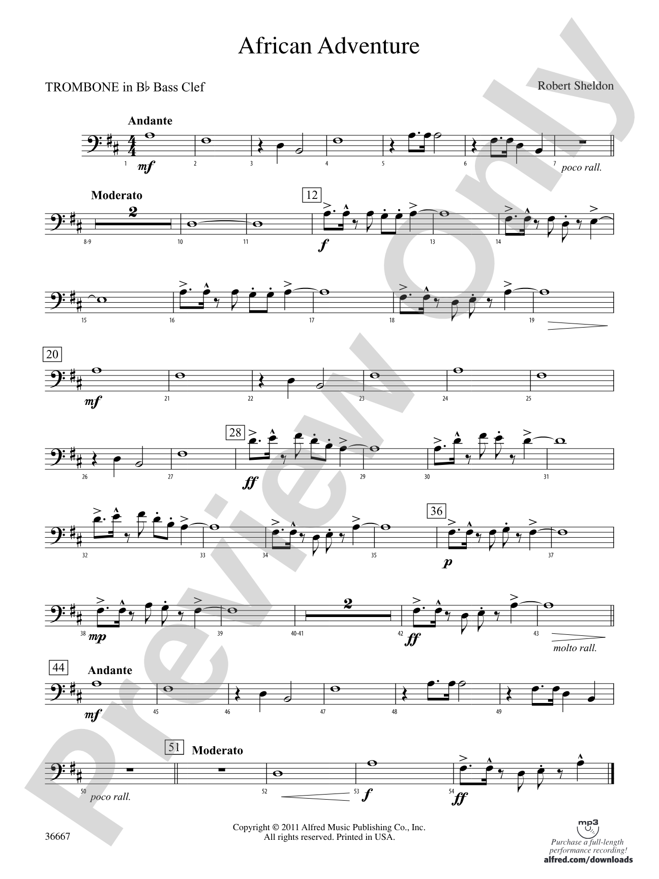 African Adventure: (wp) 1st B-flat Trombone B.C.