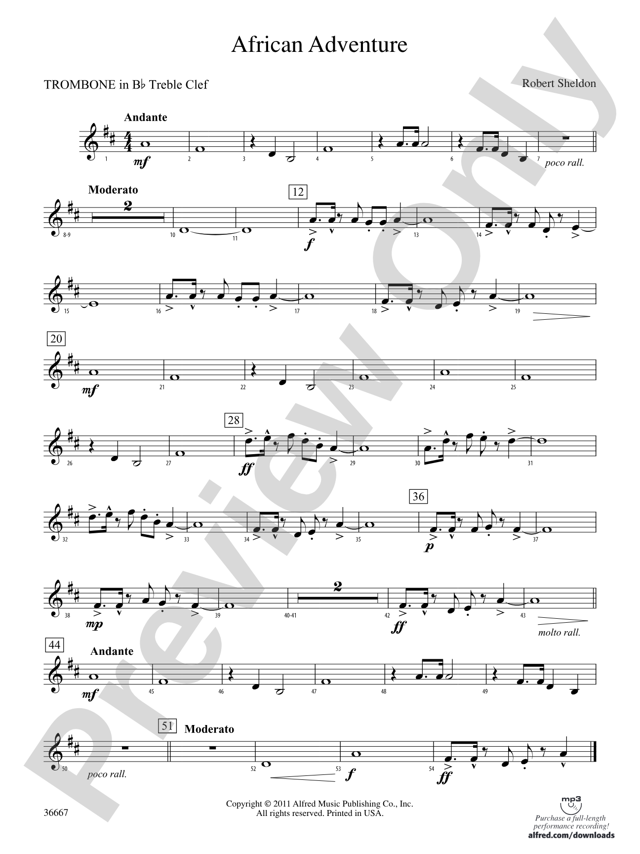 African Adventure: (wp) 1st B-flat Trombone T.C.