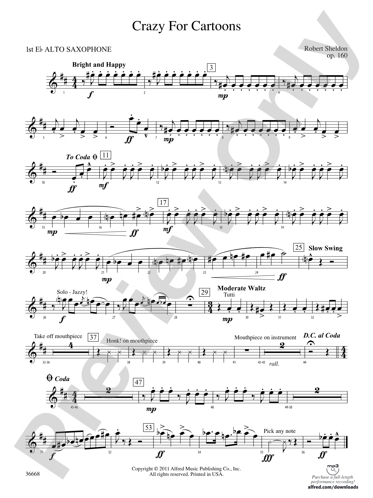 Crazy for Cartoons: E-flat Alto Saxophone