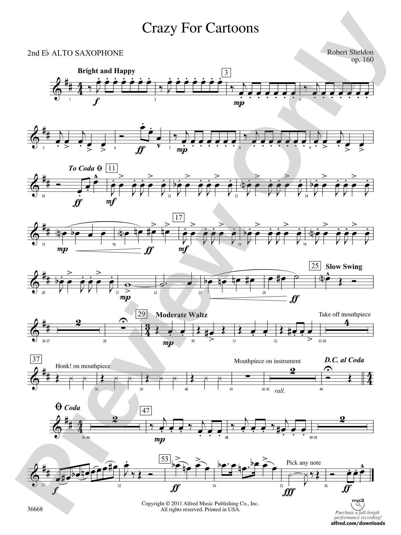 Crazy for Cartoons: 2nd E-flat Alto Saxophone