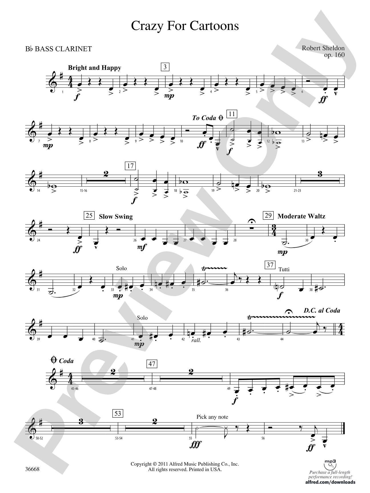 Crazy for Cartoons: B-flat Bass Clarinet