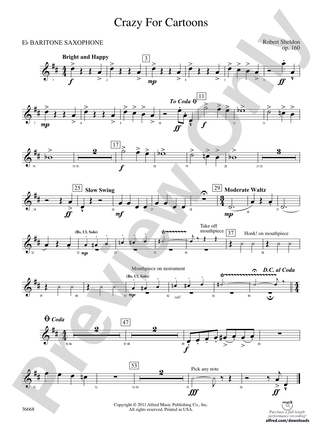 Crazy for Cartoons: E-flat Baritone Saxophone