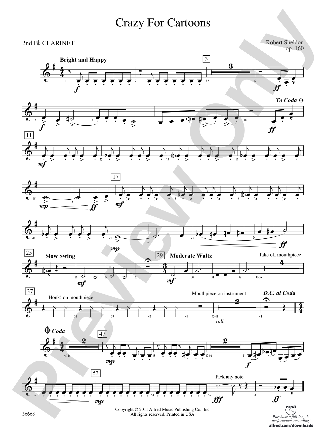 Crazy for Cartoons: 2nd B-flat Clarinet