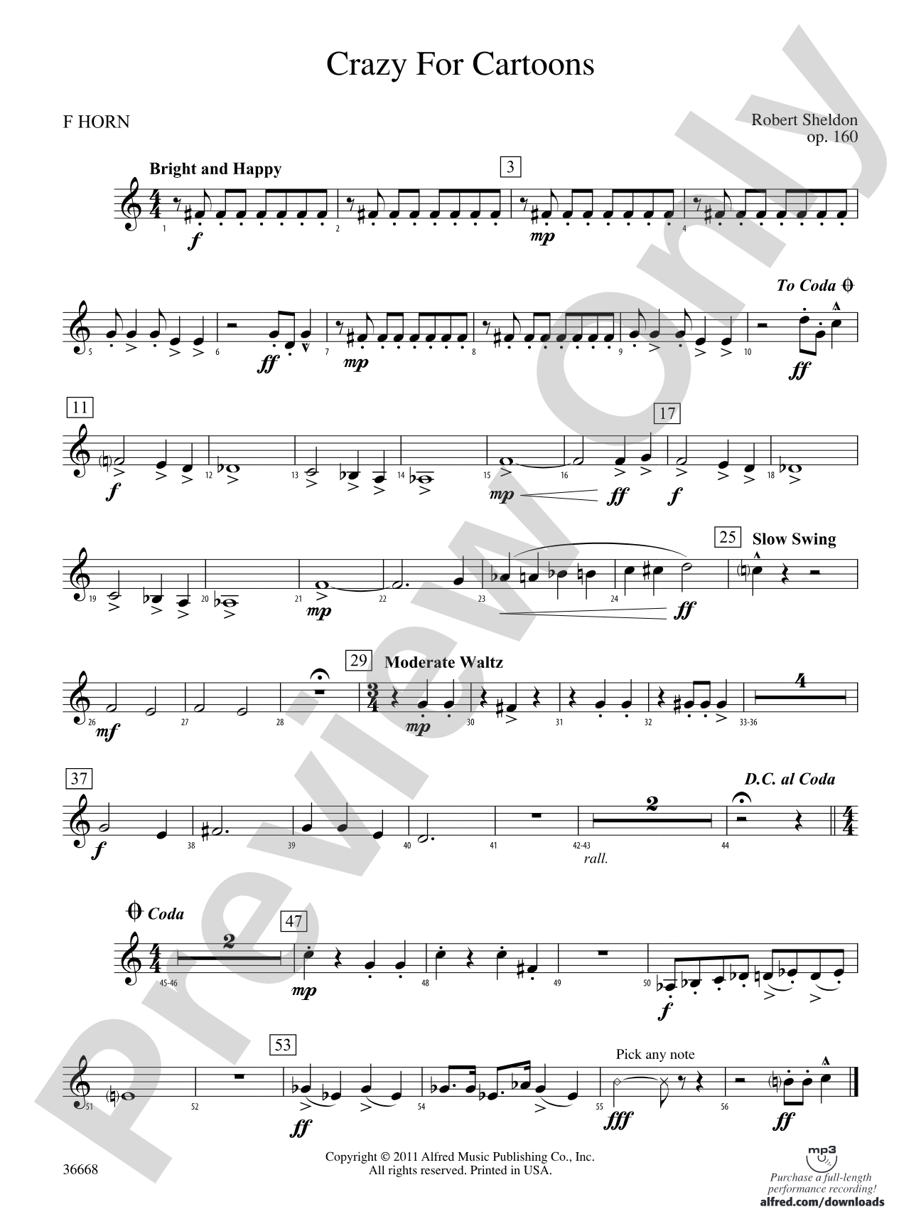 Crazy for Cartoons: 1st F Horn
