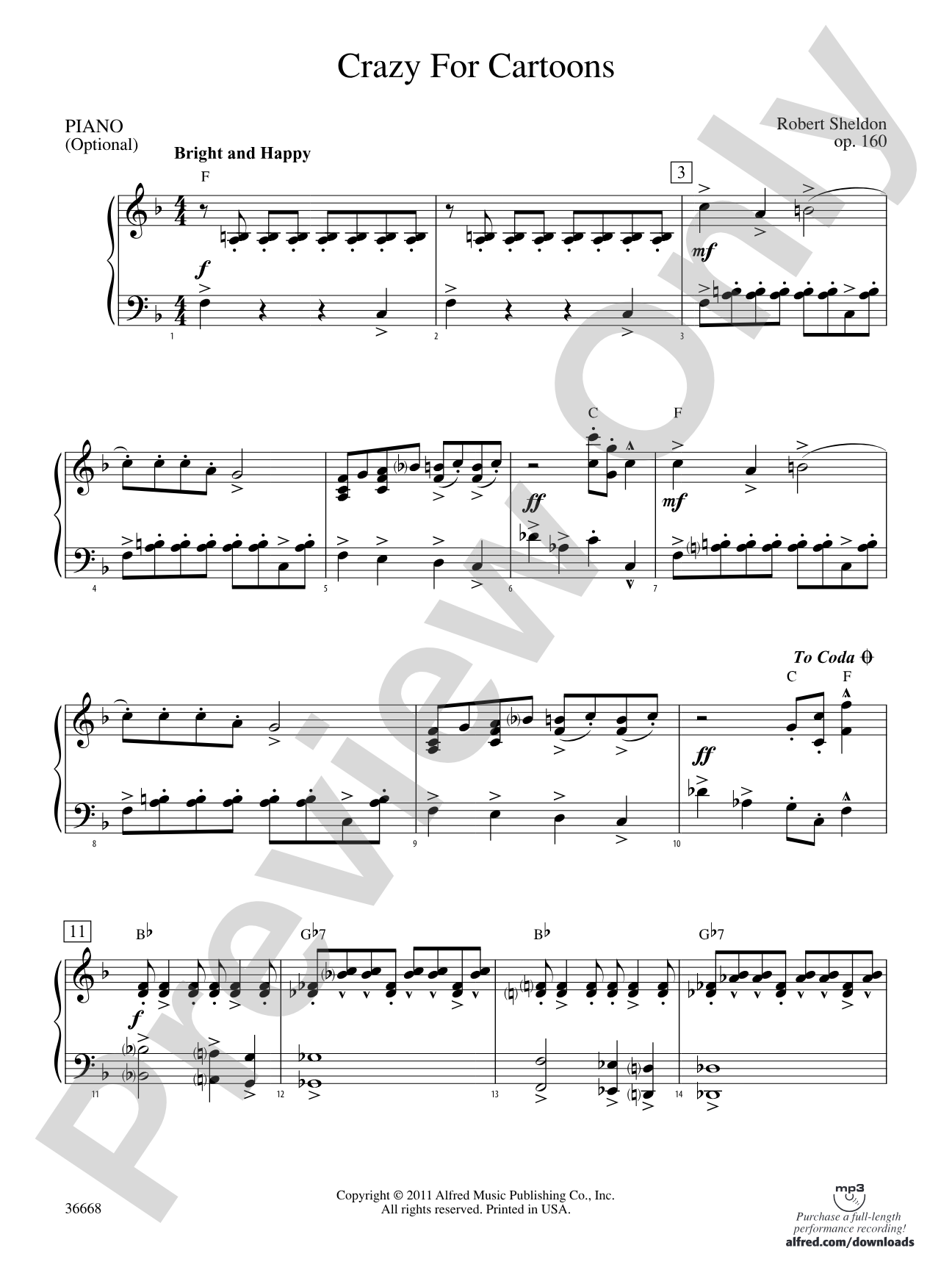 Crazy for Cartoons: Piano Accompaniment