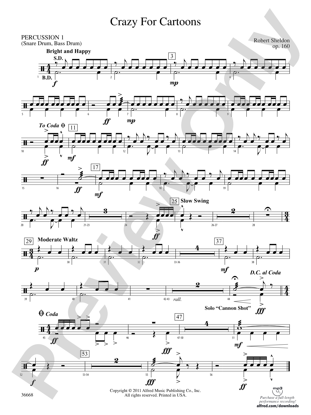 Crazy for Cartoons: 1st Percussion