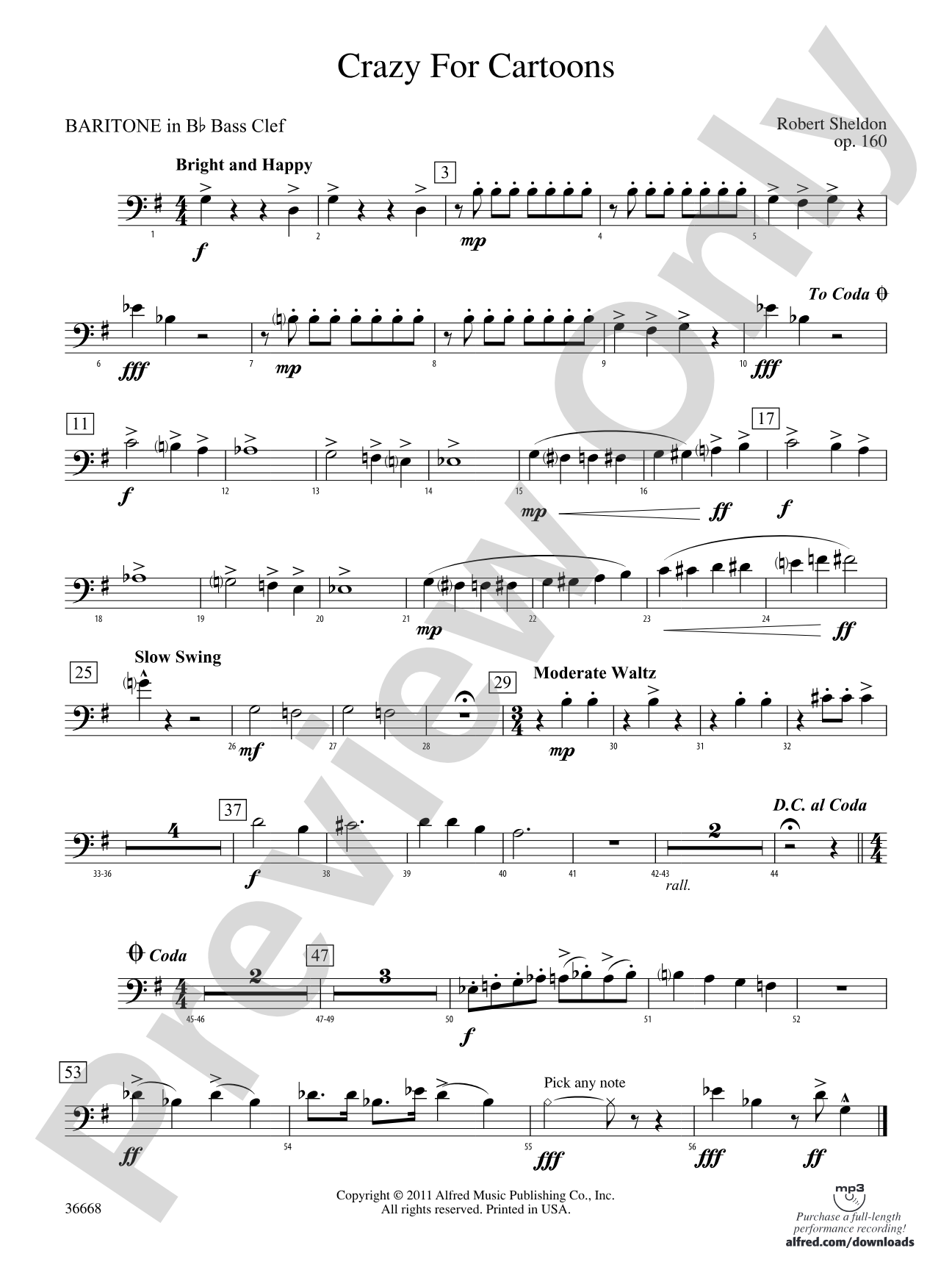 Crazy for Cartoons: (wp) B-flat Baritone B.C.