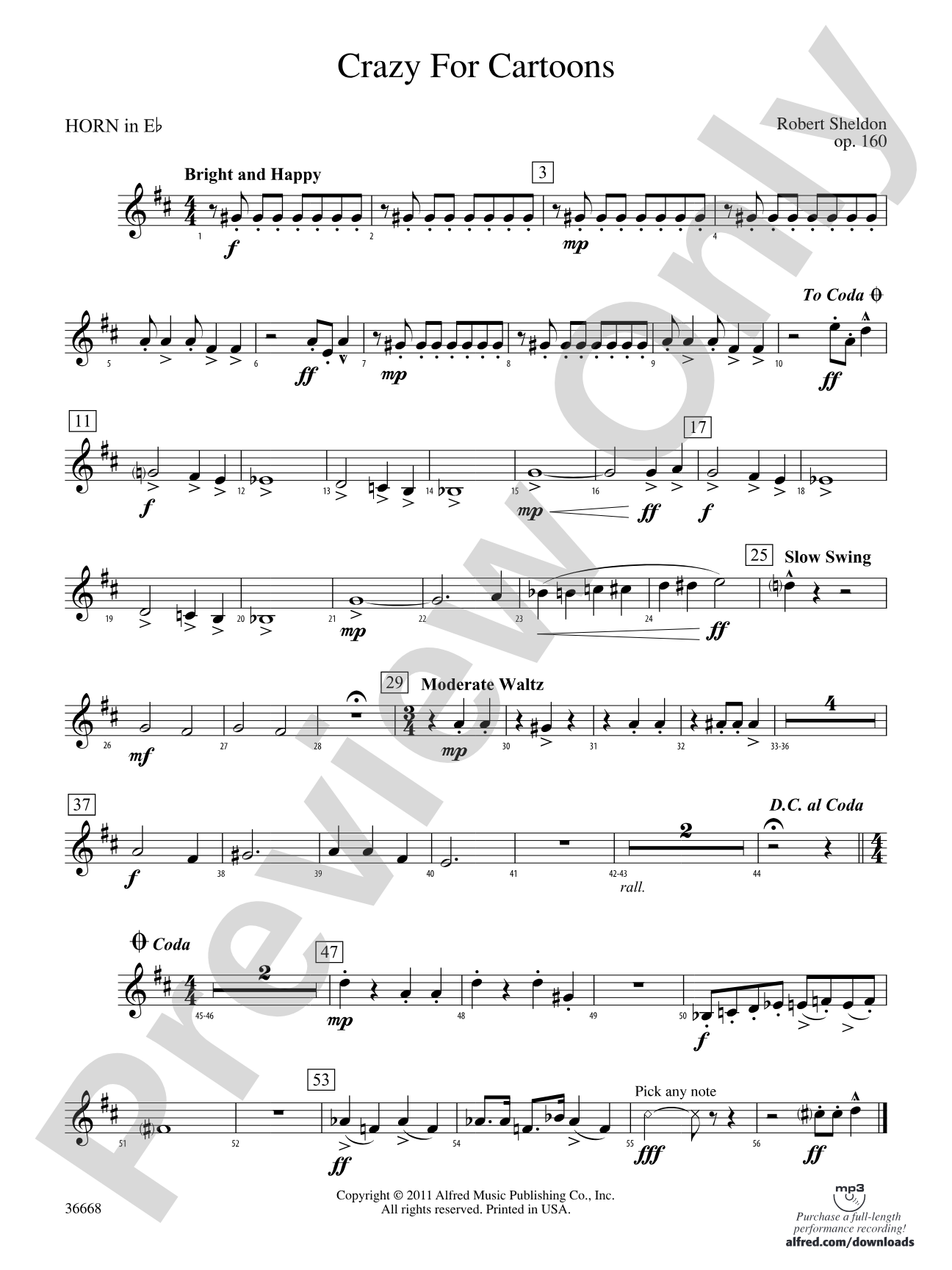 Crazy for Cartoons: (wp) 1st Horn in E-flat