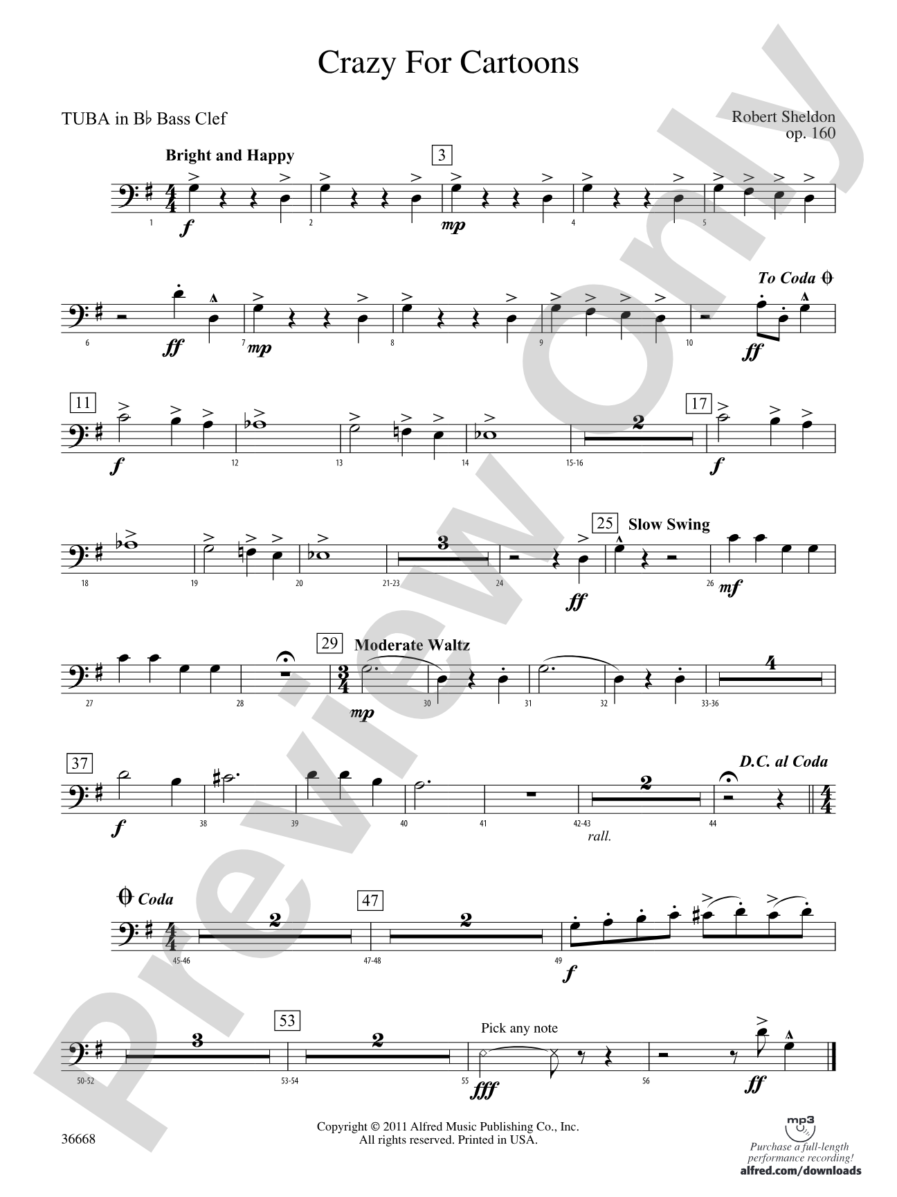 Crazy for Cartoons: (wp) B-flat Tuba B.C.