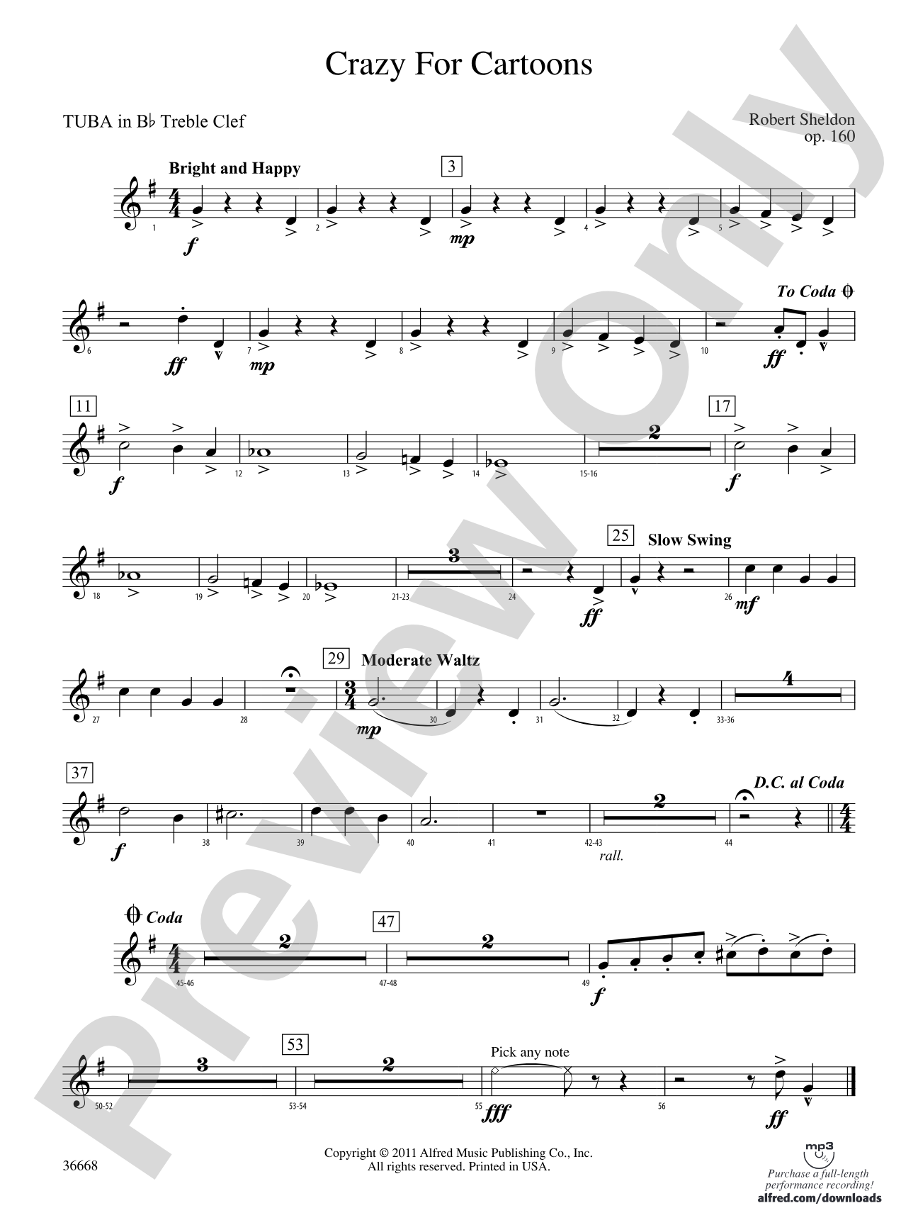 Crazy for Cartoons: (wp) B-flat Tuba T.C.