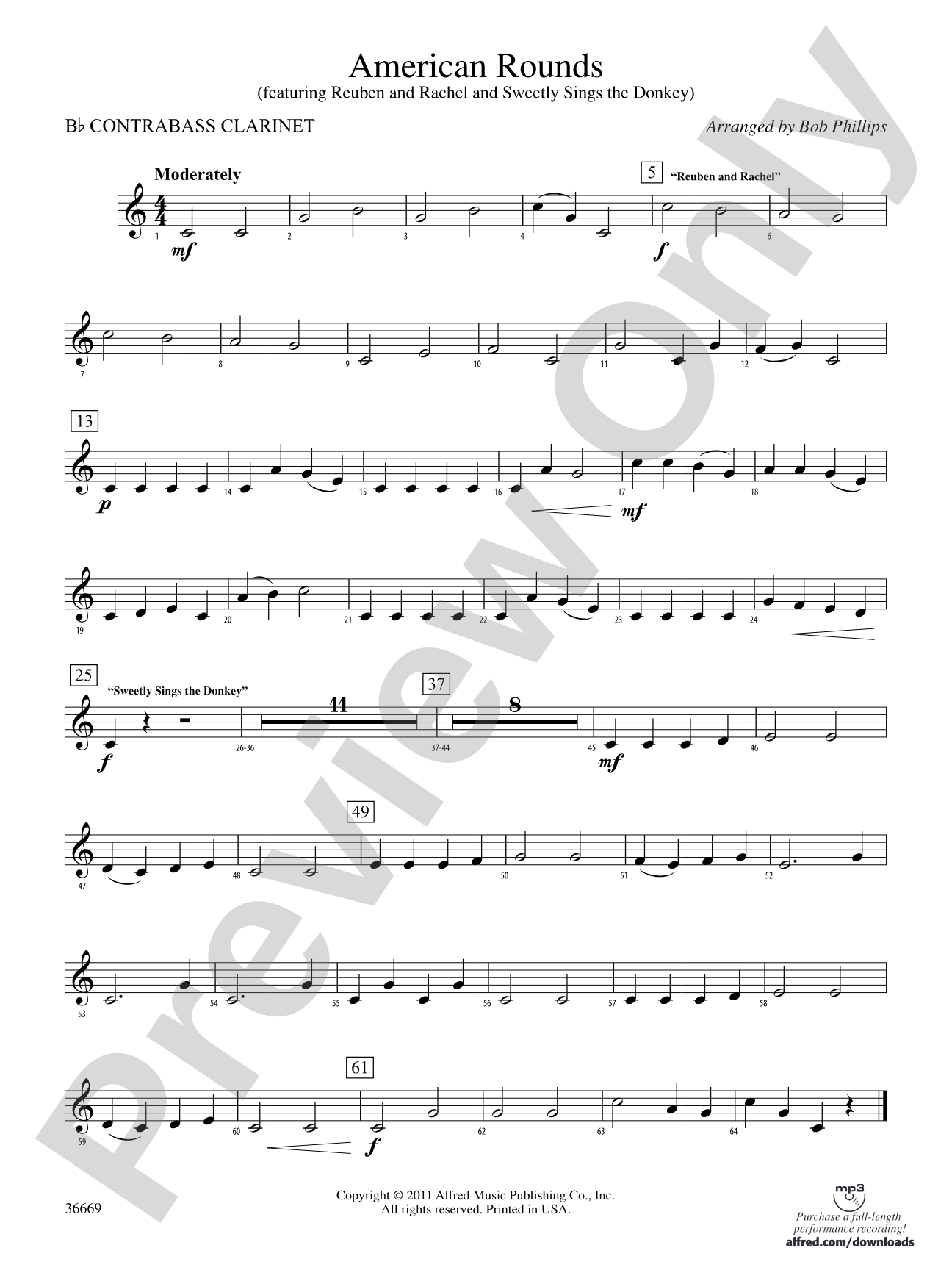 American Rounds: (wp) B-flat Contrabass Clarinet