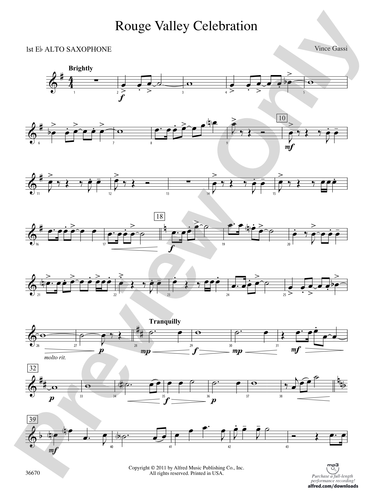 Rouge Valley Celebration: E-flat Alto Saxophone