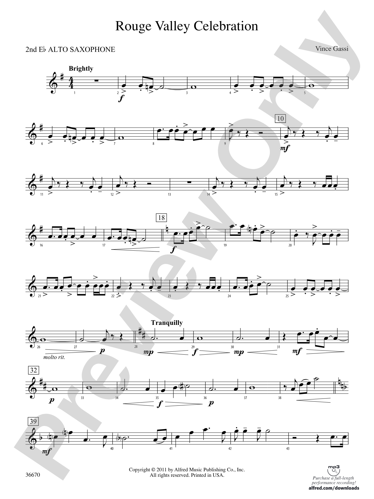 Rouge Valley Celebration: 2nd E-flat Alto Saxophone