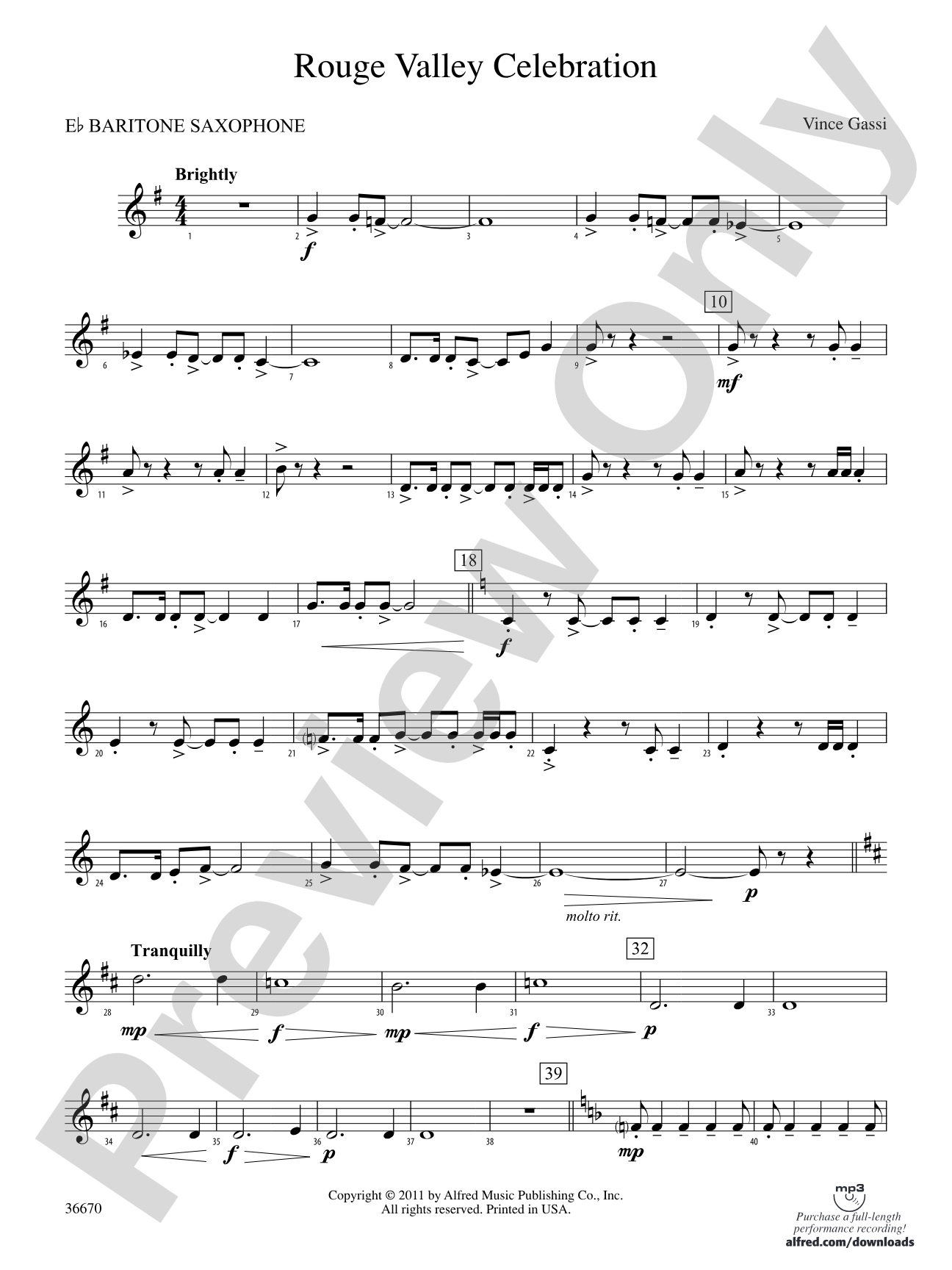 Rouge Valley Celebration: E-flat Baritone Saxophone