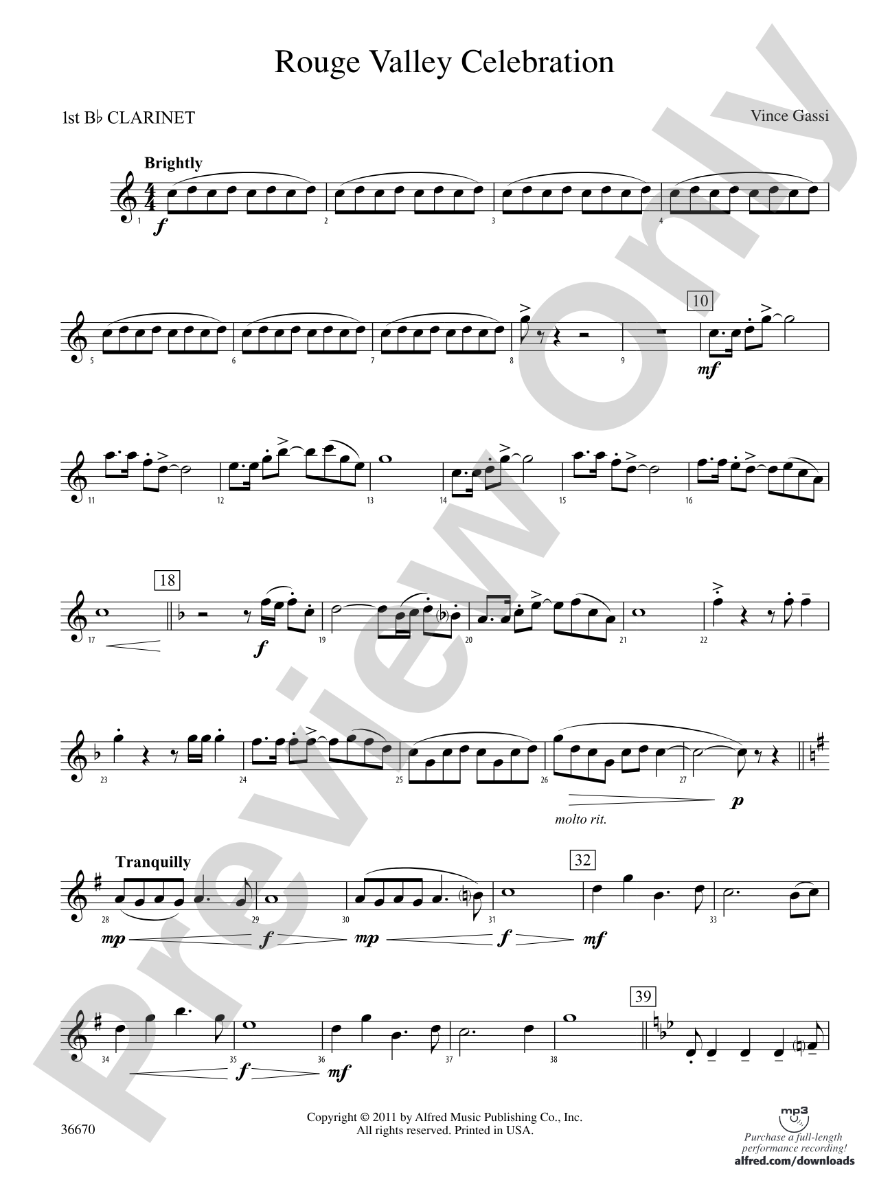 Rouge Valley Celebration: 1st B-flat Clarinet