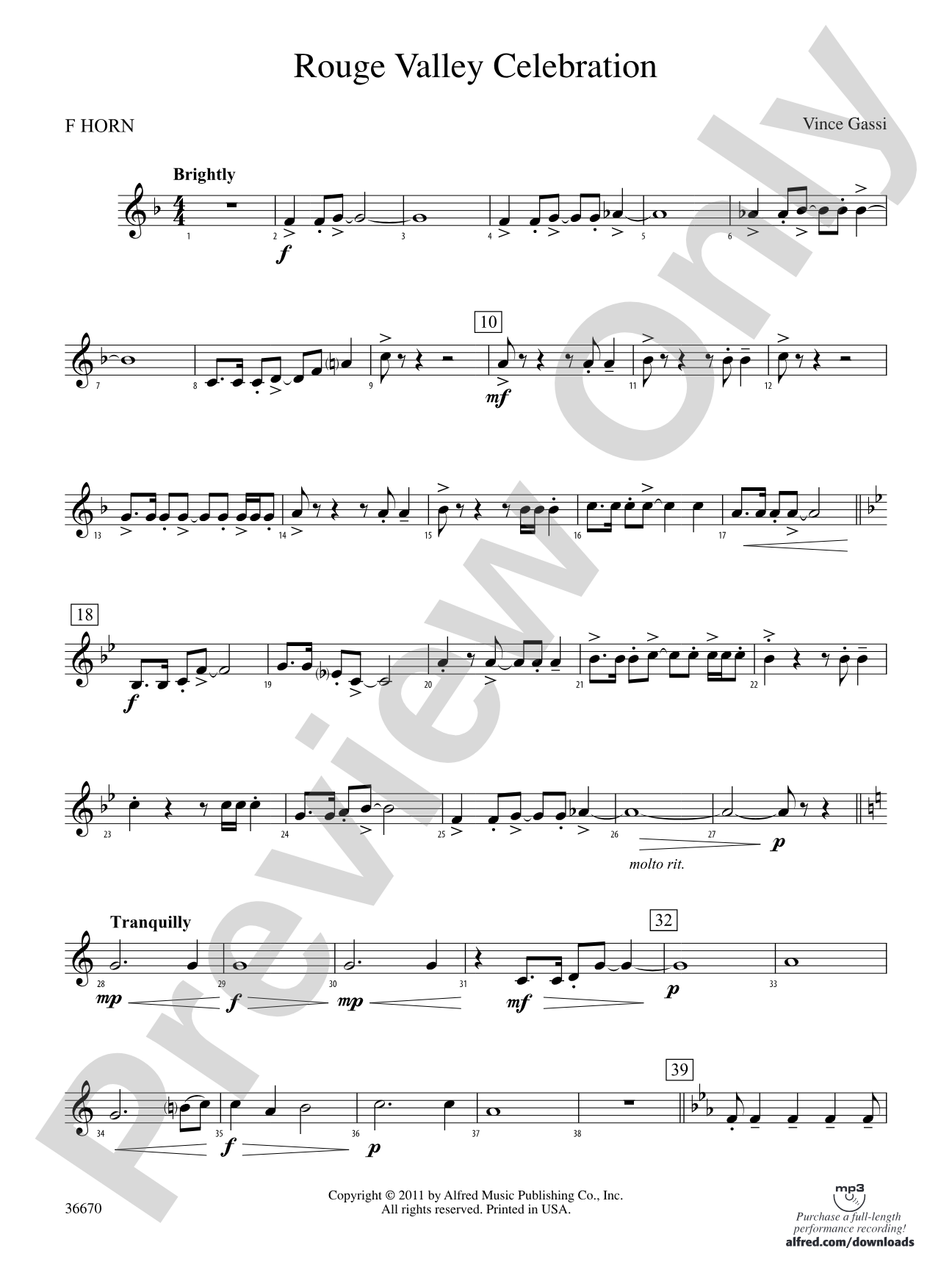 Rouge Valley Celebration: 1st F Horn