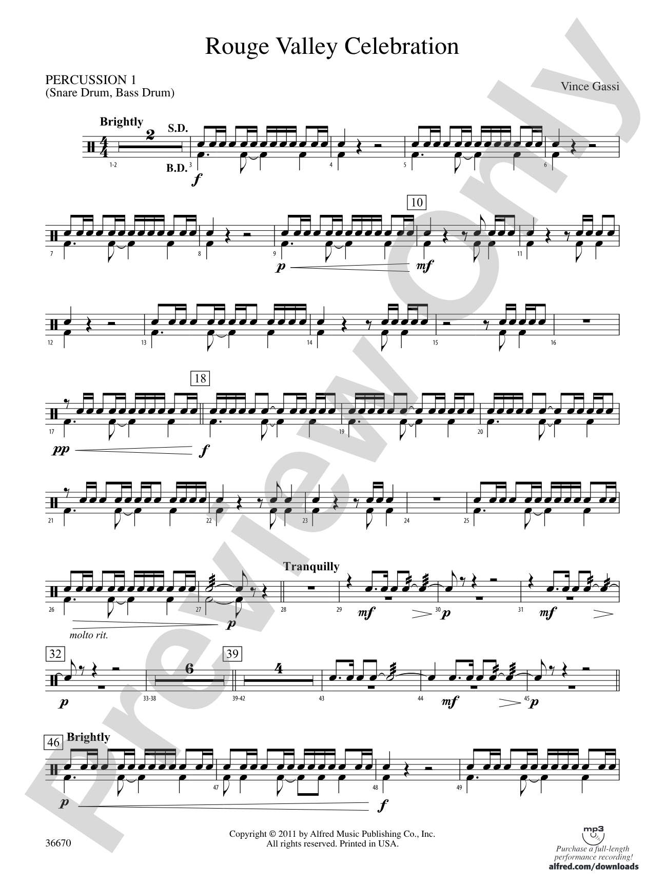 Rouge Valley Celebration: 1st Percussion