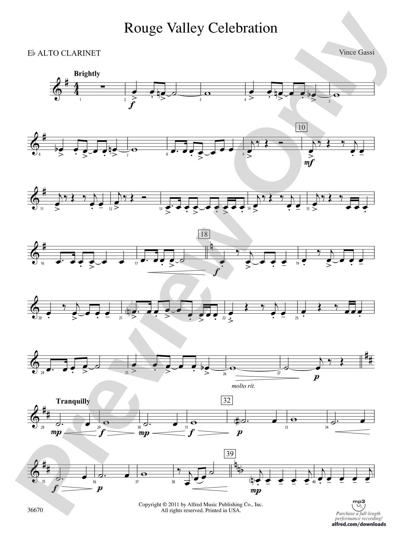 Rouge Valley Celebration: (wp) E-flat Alto Clarinet