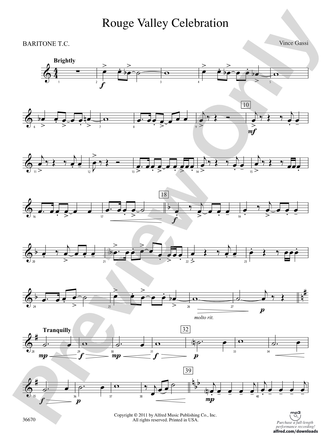 Rouge Valley Celebration: (wp) Baritone T.C.