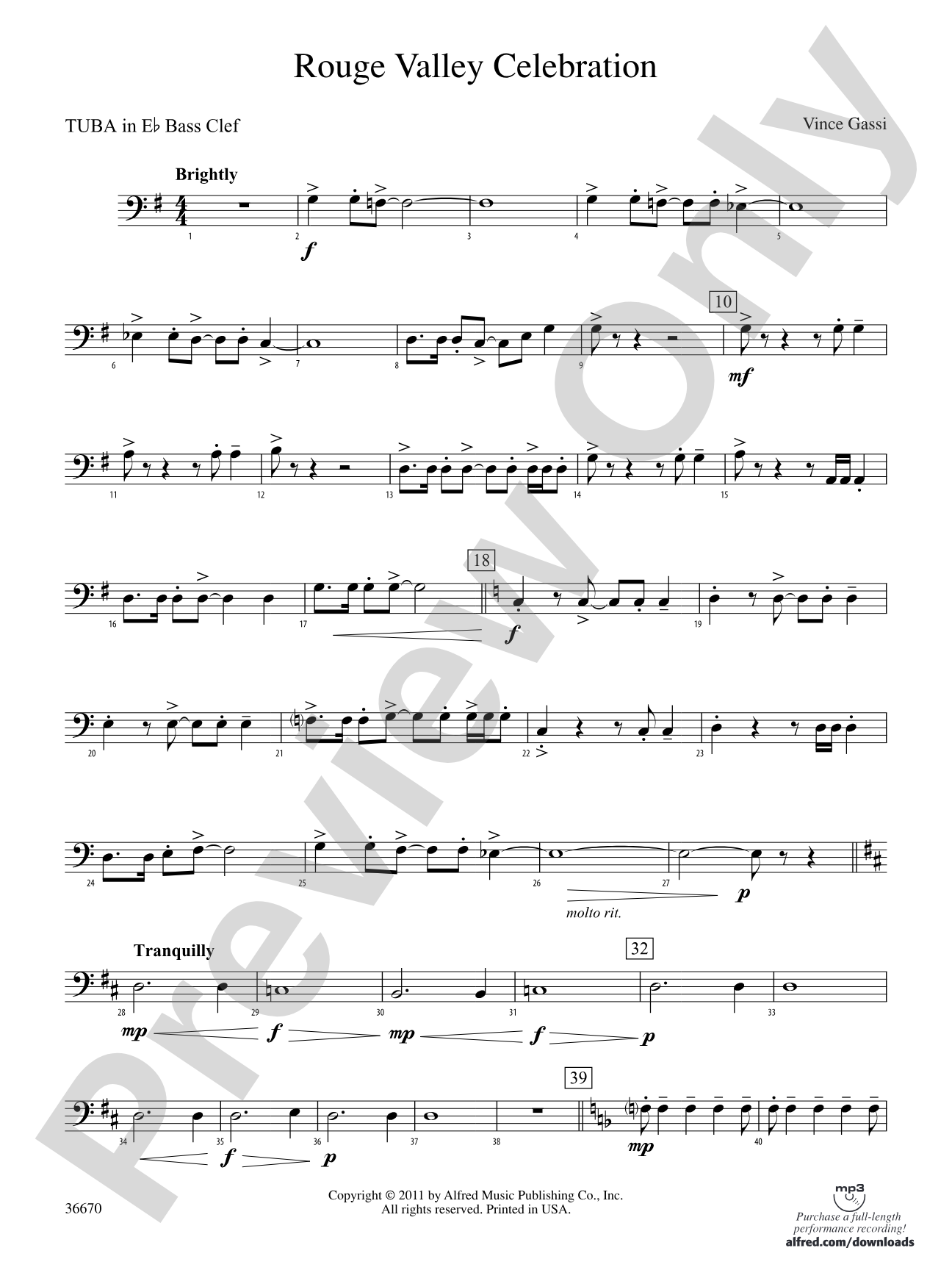 Rouge Valley Celebration: (wp) E-flat Tuba B.C.
